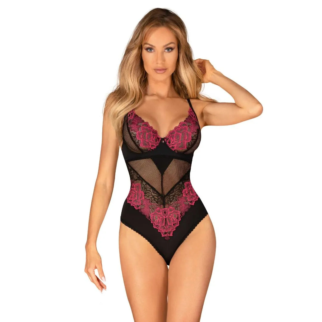 Body Rosenty lingerie noir sensuelle élégante ajustement parfait bretelles réglables motifs floraux délicats maintien sculptant confort extensible dentelle pendentif raffiné