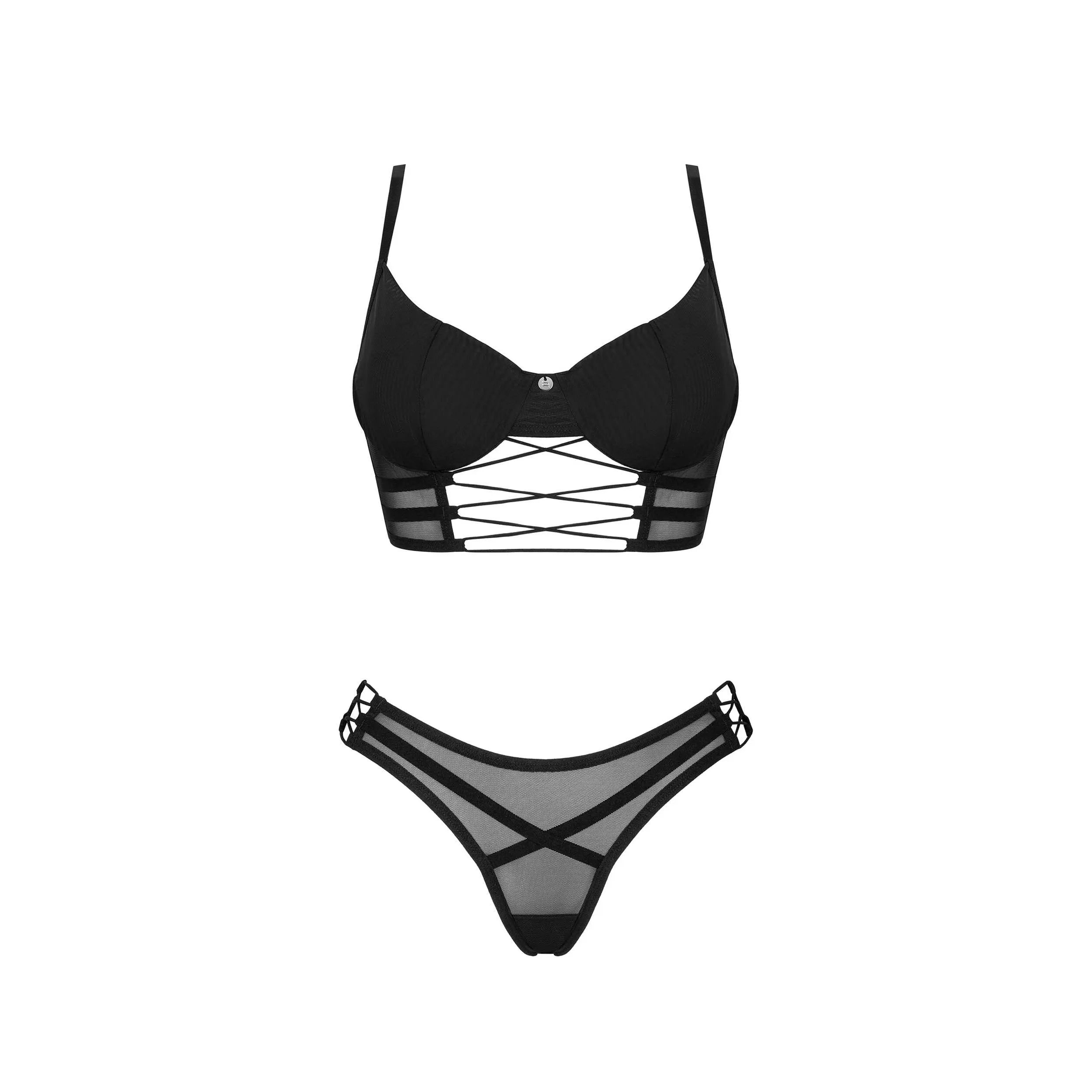Roxelia ensemble lingerie noir détails design bretelles réglables confort ajustement parfait