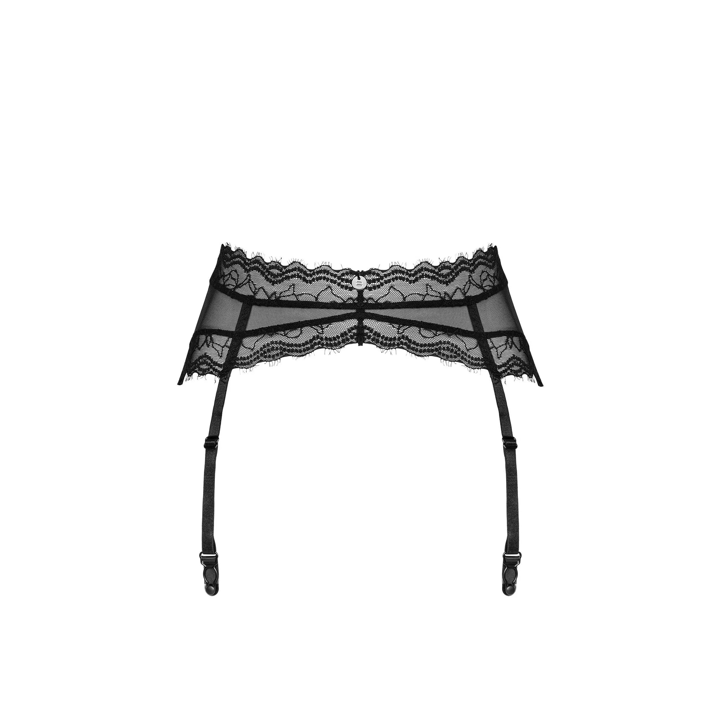 Medilla portejarretelles noir dentelle translucide sexy ajustable confortable maintien armatures verticales polyamide élasthanne pendentif