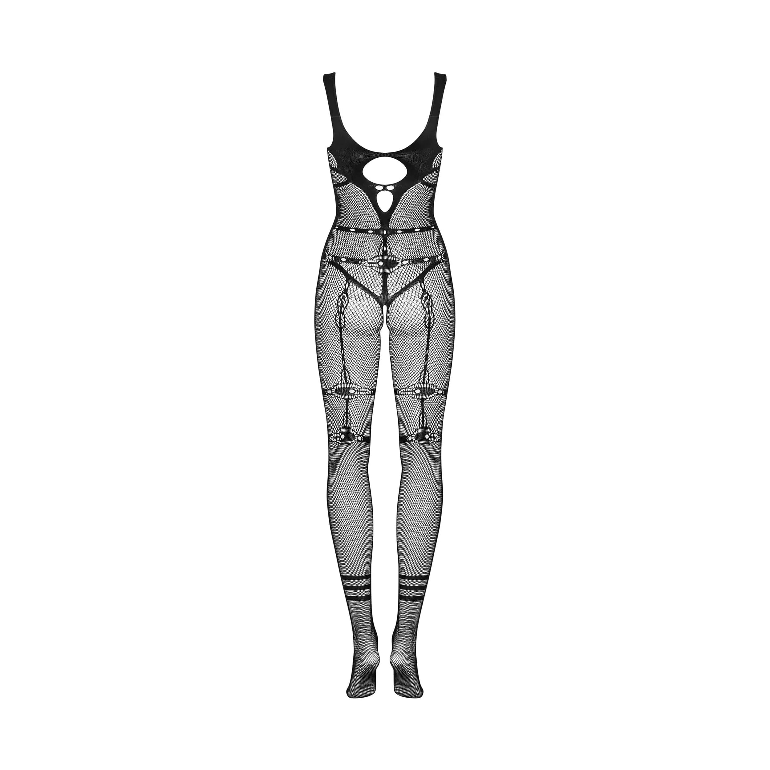 Combinaison lingerie résille noire motif harnais, moulante, sculptante, séduisante, tailles S M L, élégance sensuelle.
