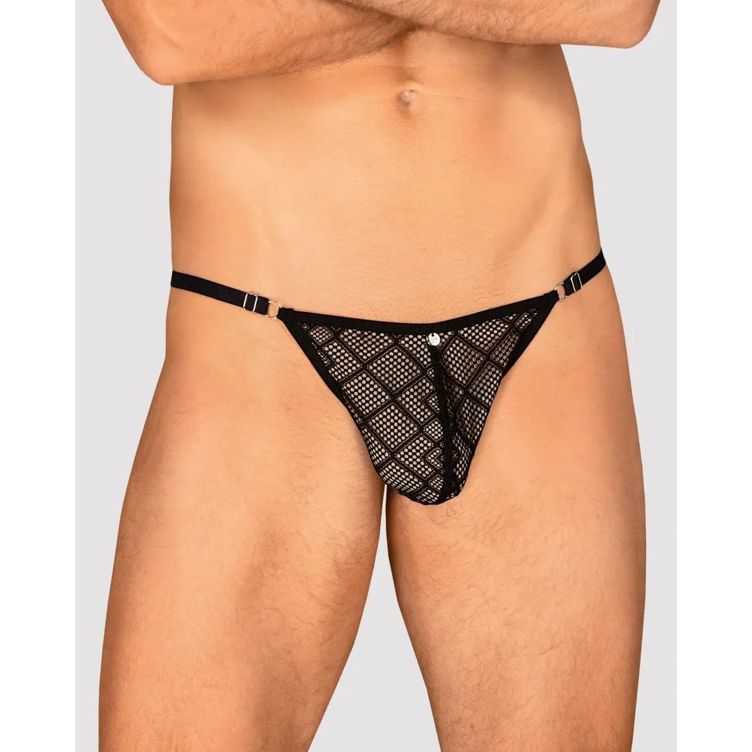 Severio String Noir Homme Design Brillant Bretelles Réglables Confortable