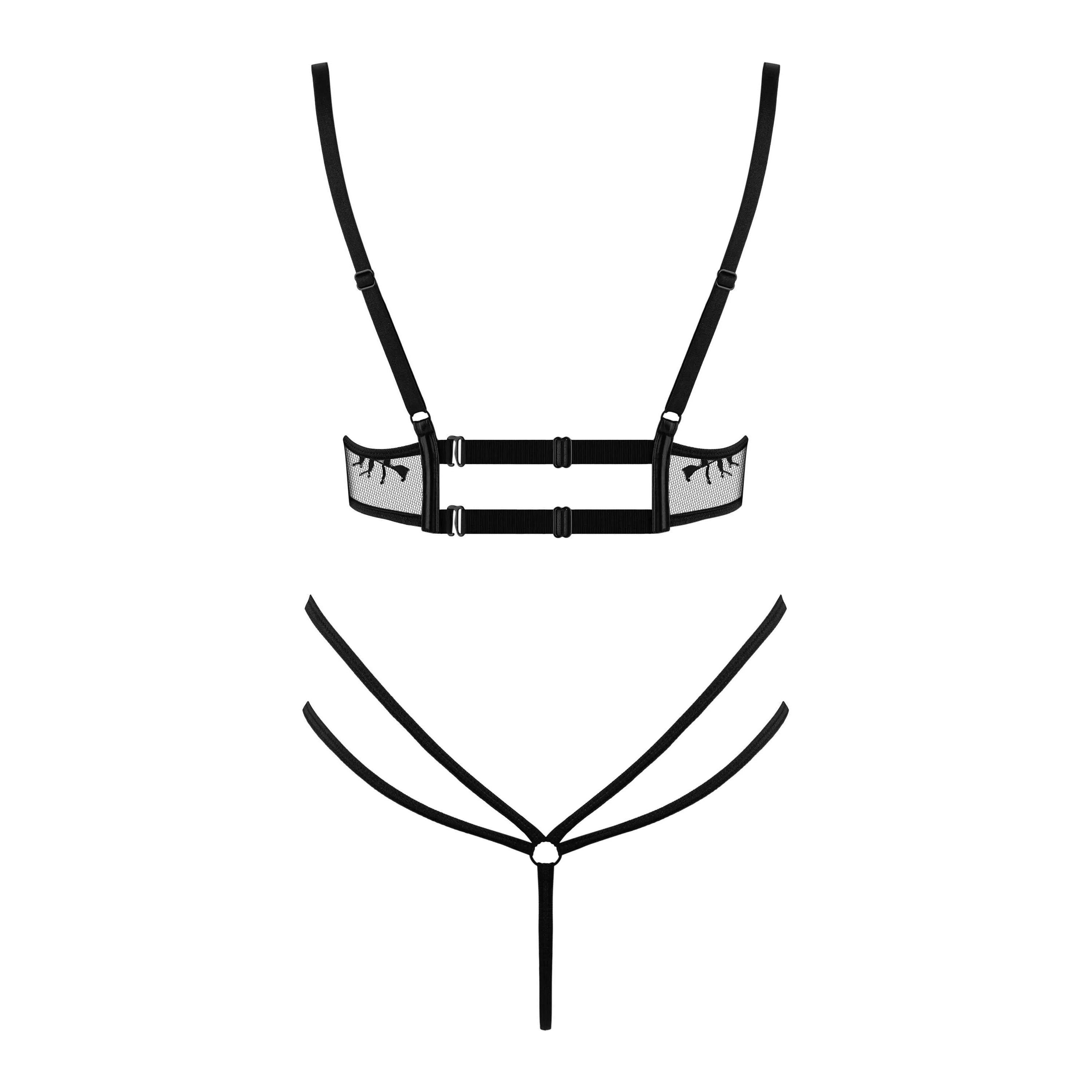 Body Leonela noir moulant en polyester élasthanne, design élégant et sculptant, bretelles ajustables, taille S/M L/XL.