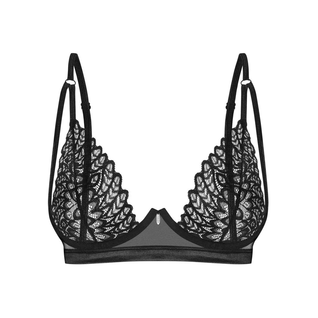 Soutien-gorge noir dentelle florale confort armatures réglables élégant