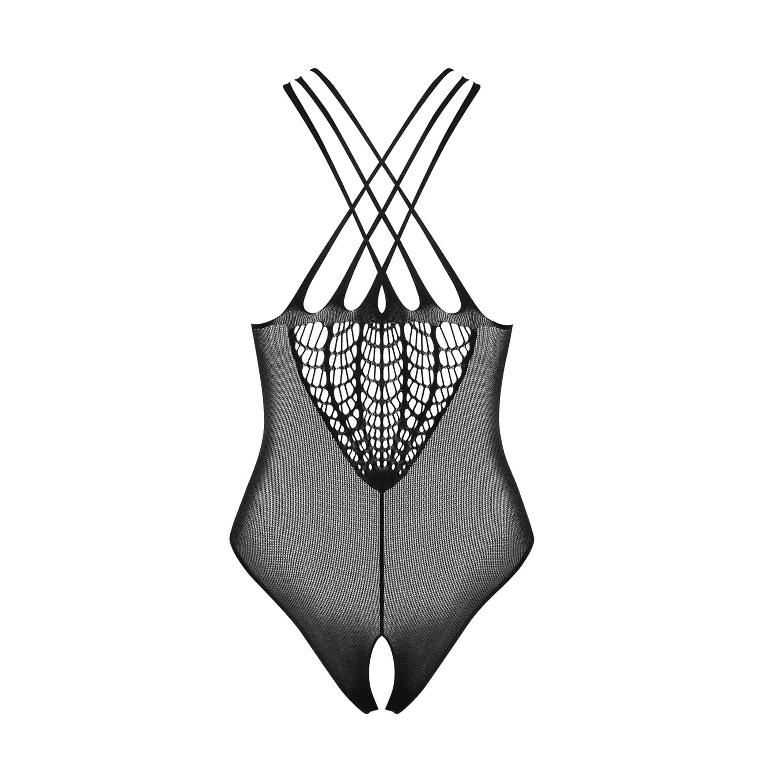Body noir ouvert, design exceptionnel, bretelles croisées, super élastique, élégant, galbant, amincissant, confortable.