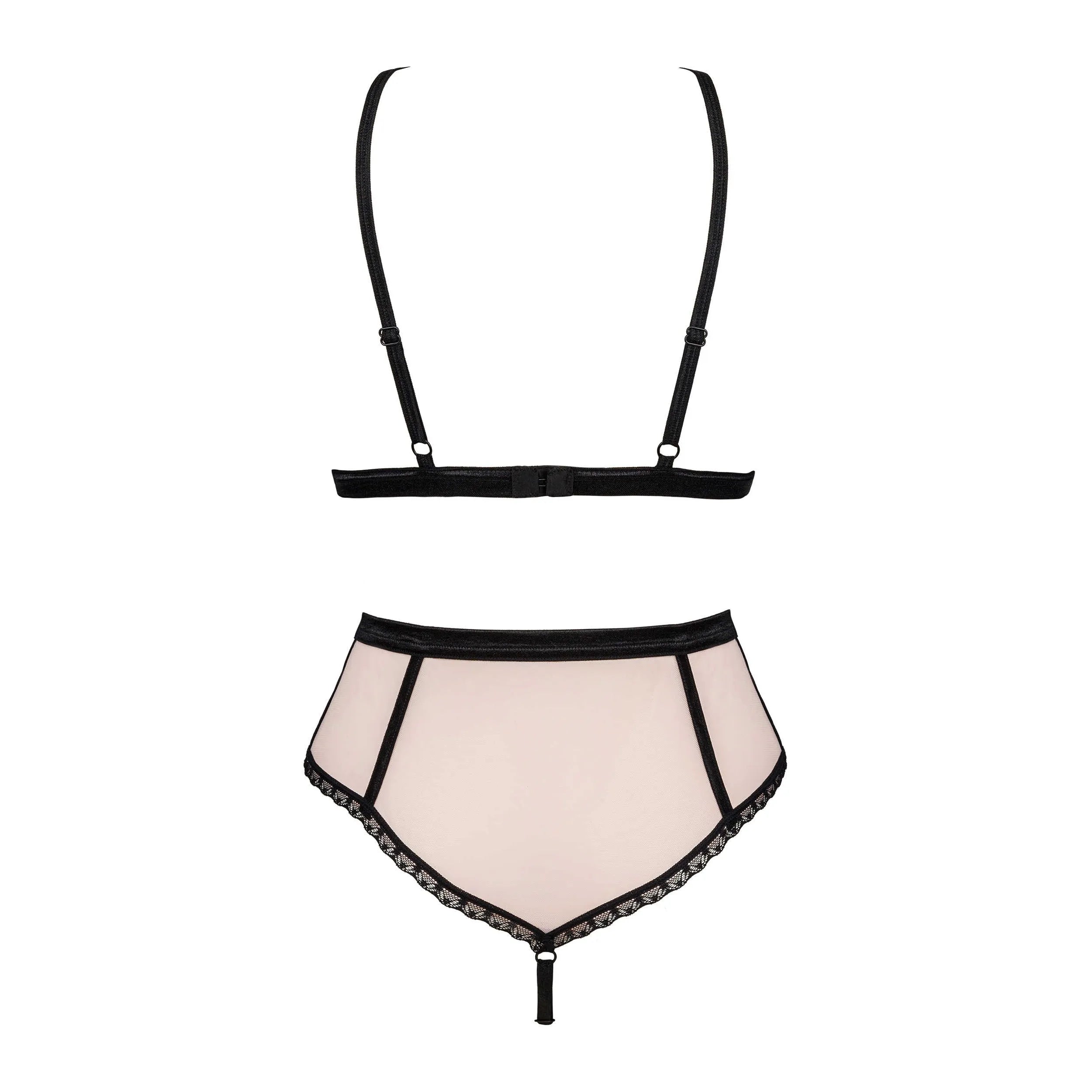 Lilines ensemble lingerie dentelle féminine soutiengorge décolleté profond pendentif bijou culotte taille haute bretelles réglables matière douce élastique polyamide elasthanne