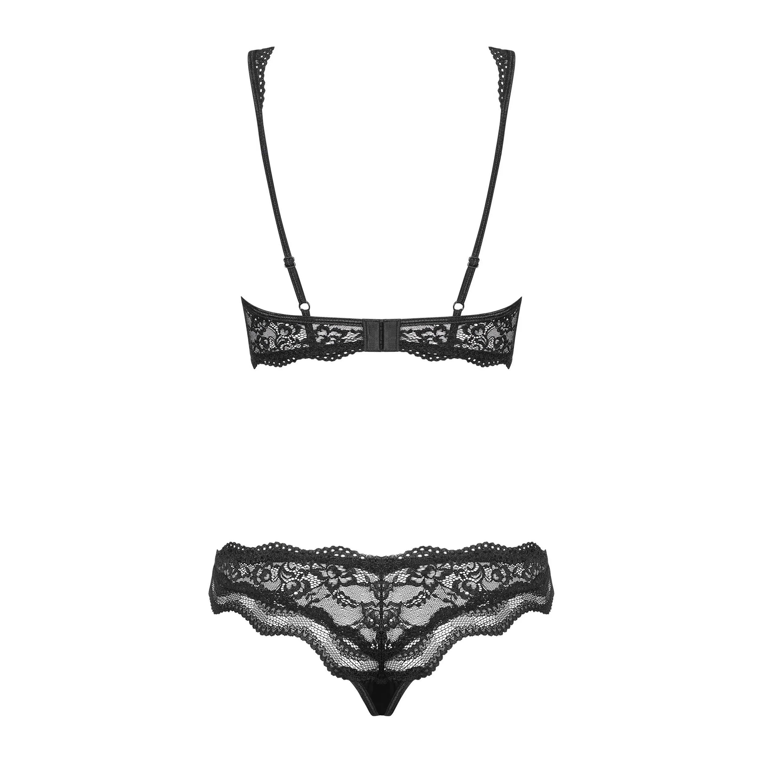 luvae ensemble lingerie noir dentelle soutiengorge armatures perle centrale ajustable maintien confortable élasthanne extensible sophistiquée féminine romantique