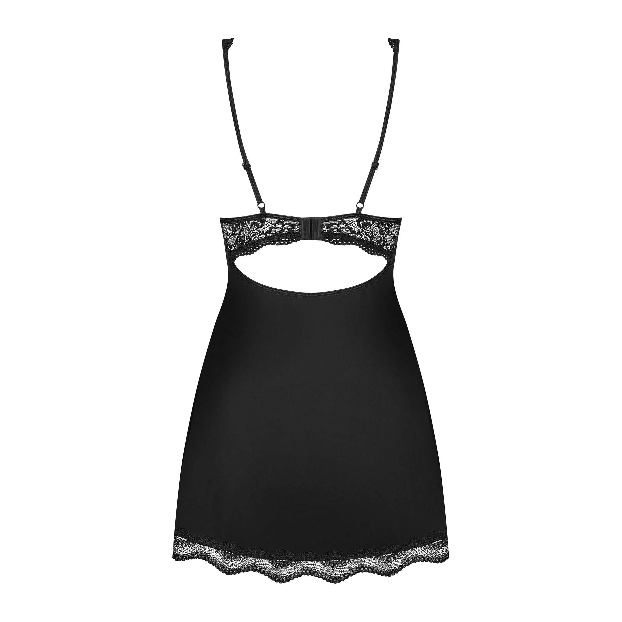 Nuisette Noir Raffiné Bijou Bonnets Bretelles Réglables Armatures Soutien Confort Elasthanne Tissu Extensible String Assorti Sexy Chic Séduction Ajustable Taille
