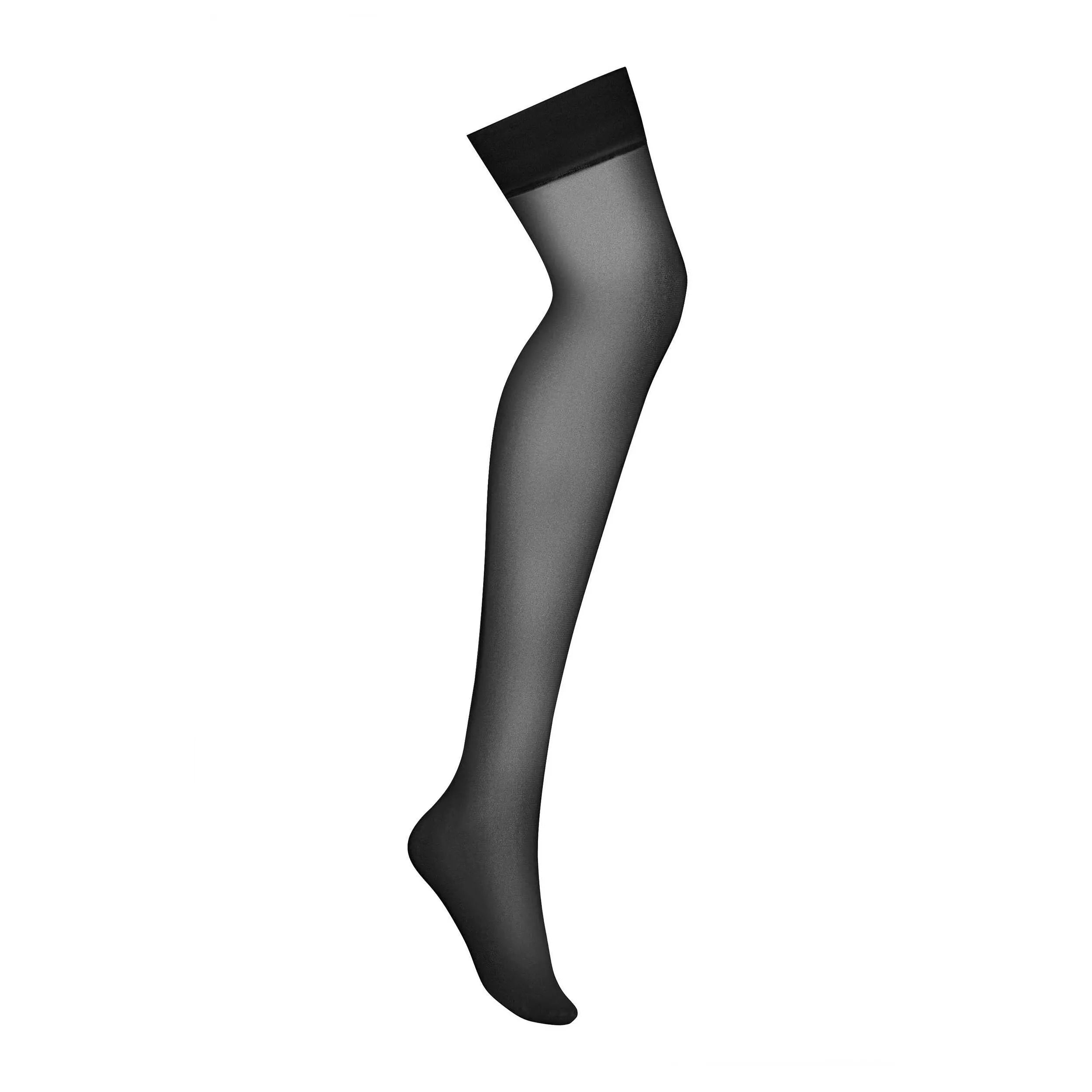 Bas jarretière noir sans dentelle, élastique, nylon et élasthanne, élégant et confortable, silhouette sublimée.