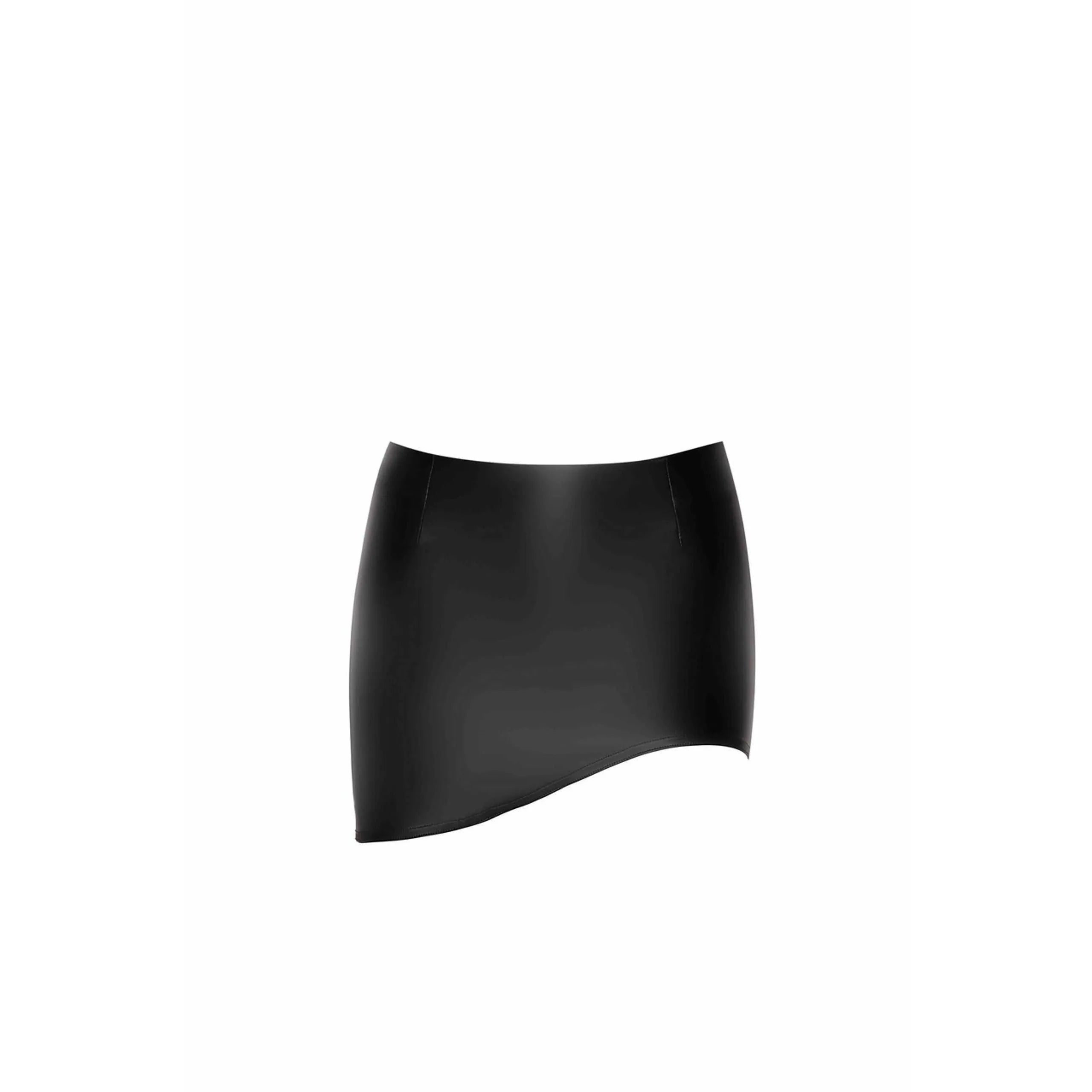 mini jupe asymétrique élastique haute couture glamour sexy moulante brillante noire extensible six tailles soirée élégante silhouette