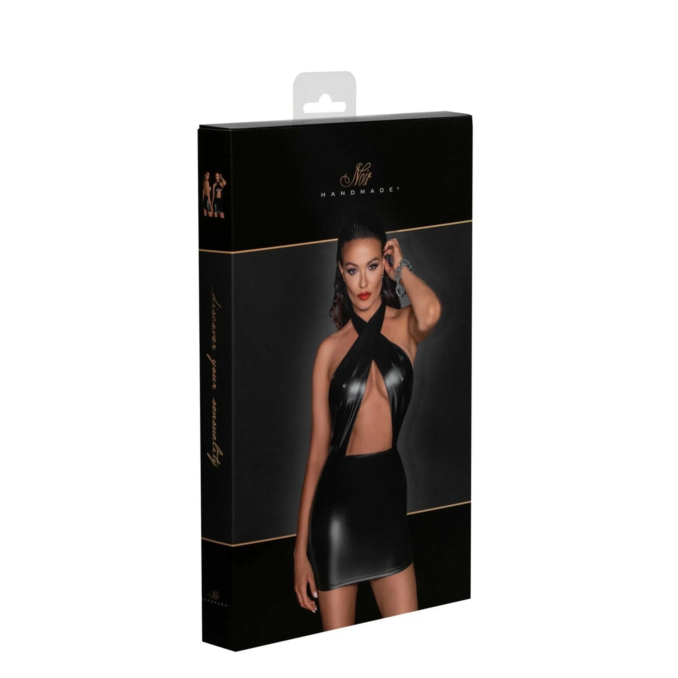 mini robe dos nu encolure enveloppante effet seconde peau élastique moulante brillante confortable sexy chic glamour