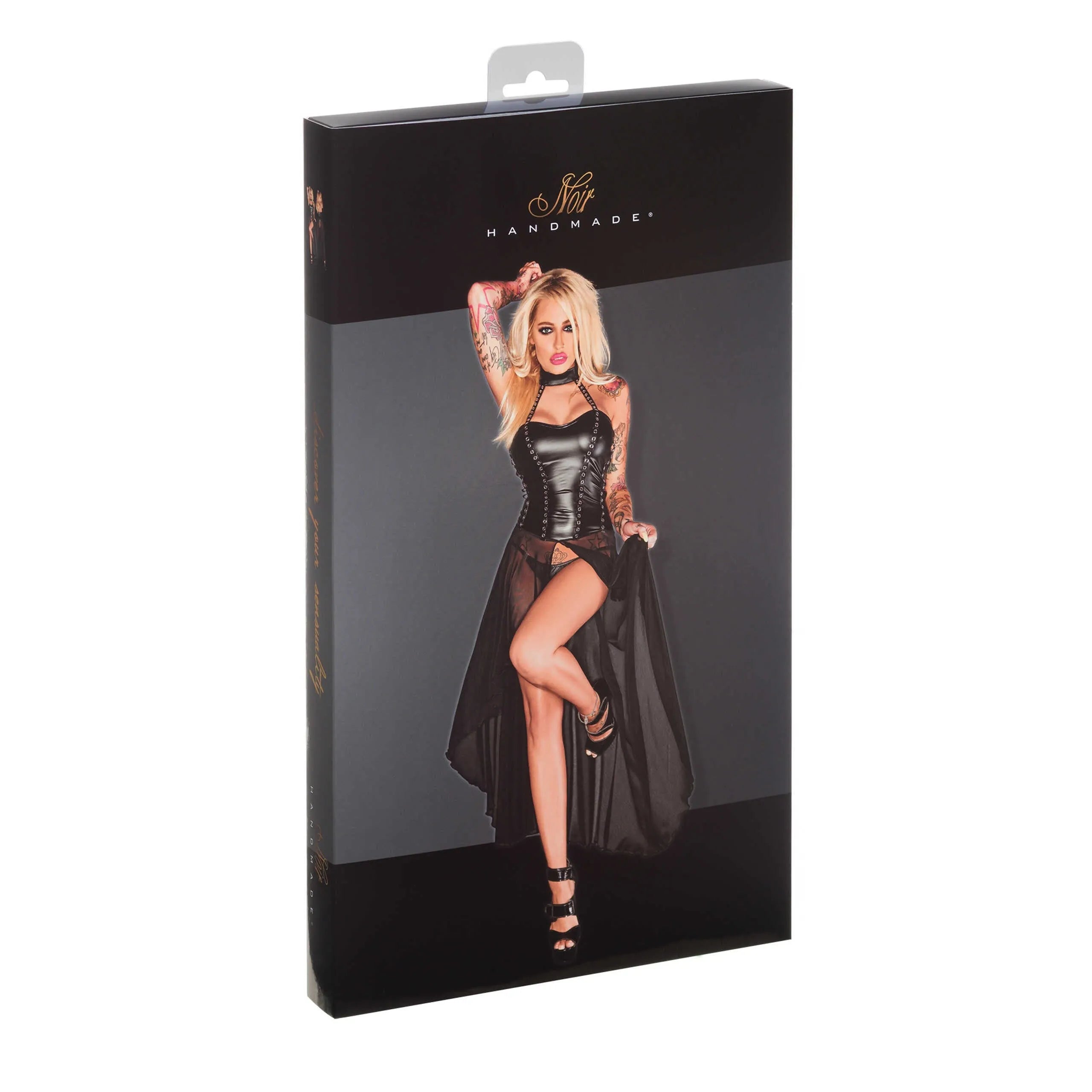 Robe longue powerwetlook élastique transparente œillets rocheux extravagante