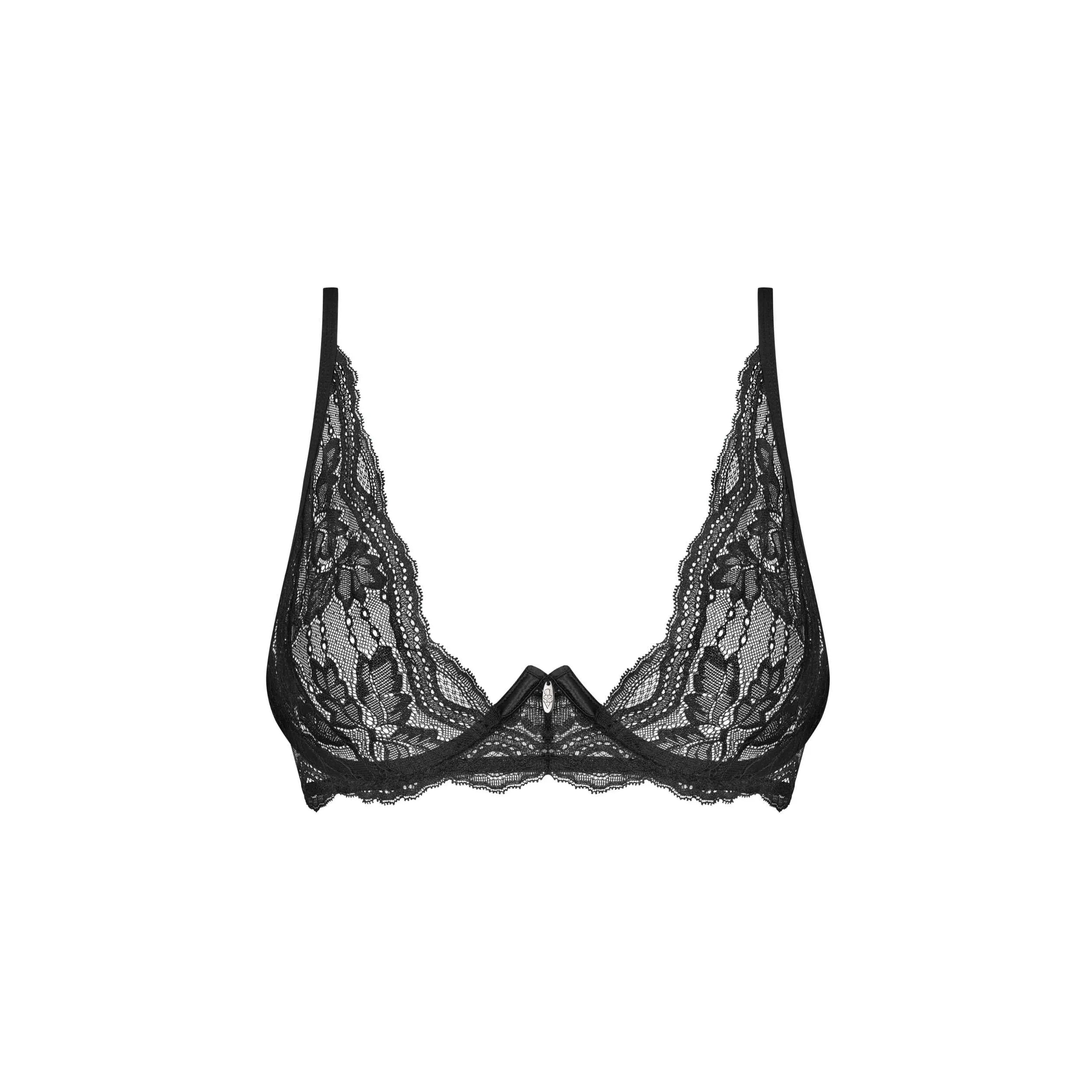 Soutien-gorge dentelle noire motif botanique bretelles réglables Nutris