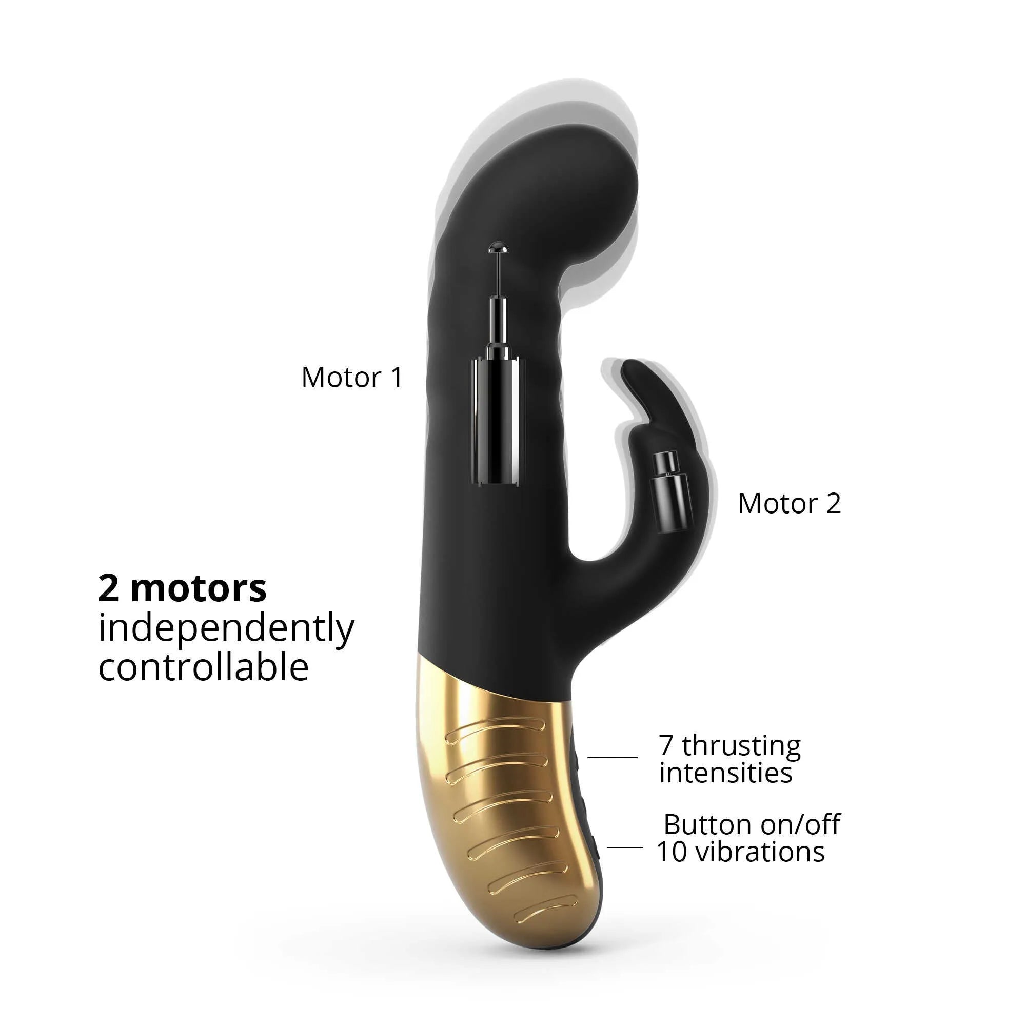 Vibromasseur noir silicone doux, forme ergonomique, stimulation point G et clitoridienne, 7 vitesses, rechargeable USB.