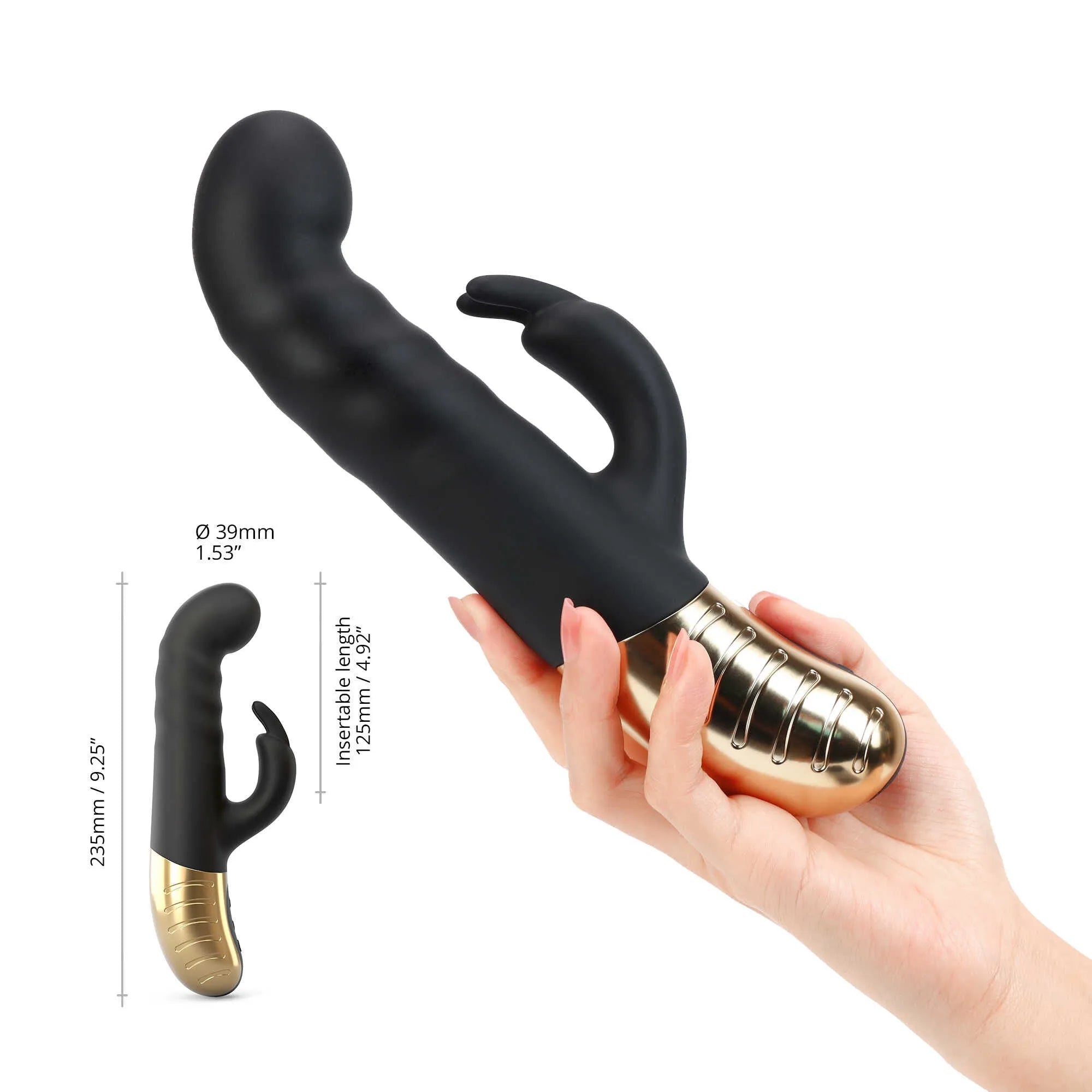 G-Stormer Rabbit Dorcel noir en silicone doux, forme ergonomique, stimulation point G et clitoridienne, 7 vitesses.