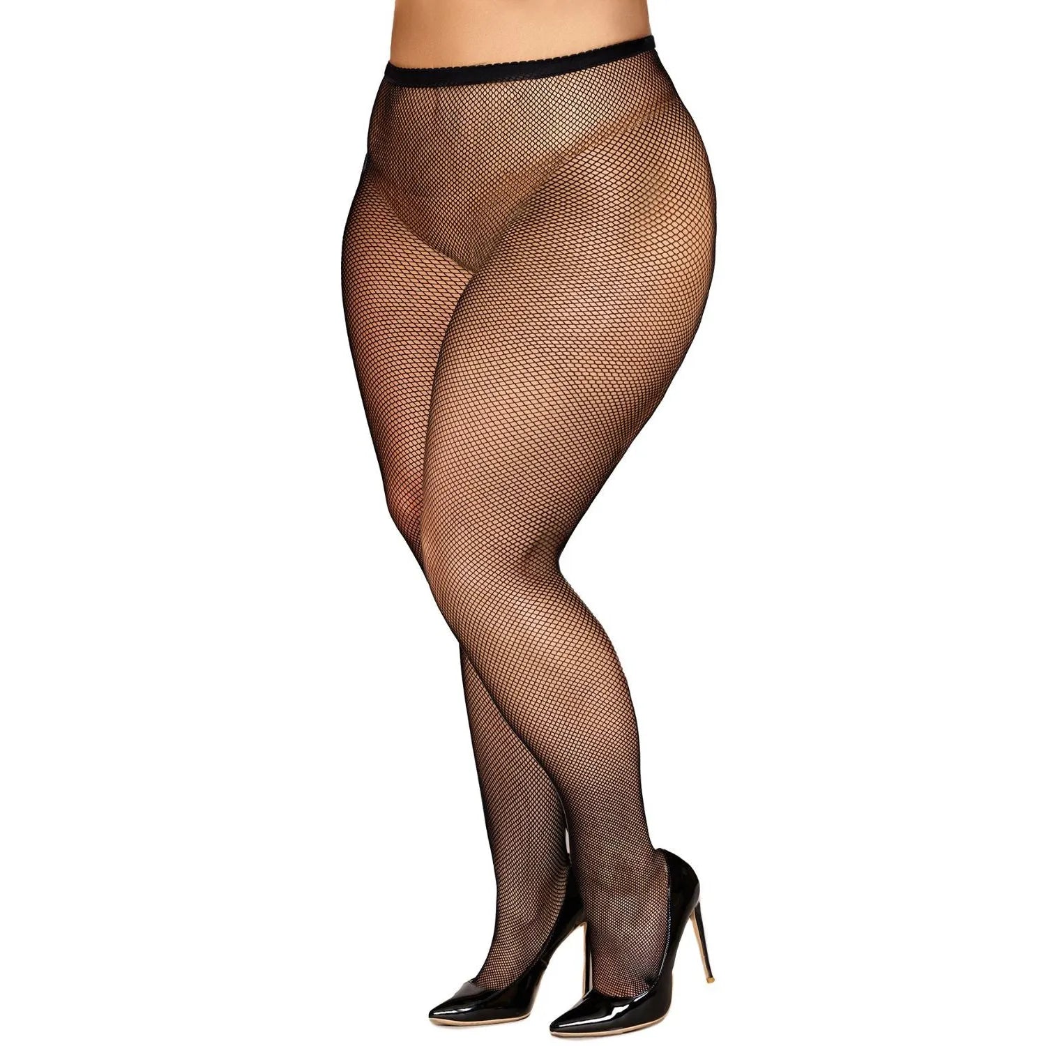 collant résille grande taille fine maille noir nylon élasthanne confortable élégant sculptant extensible résistant galbant maintien respirant durable