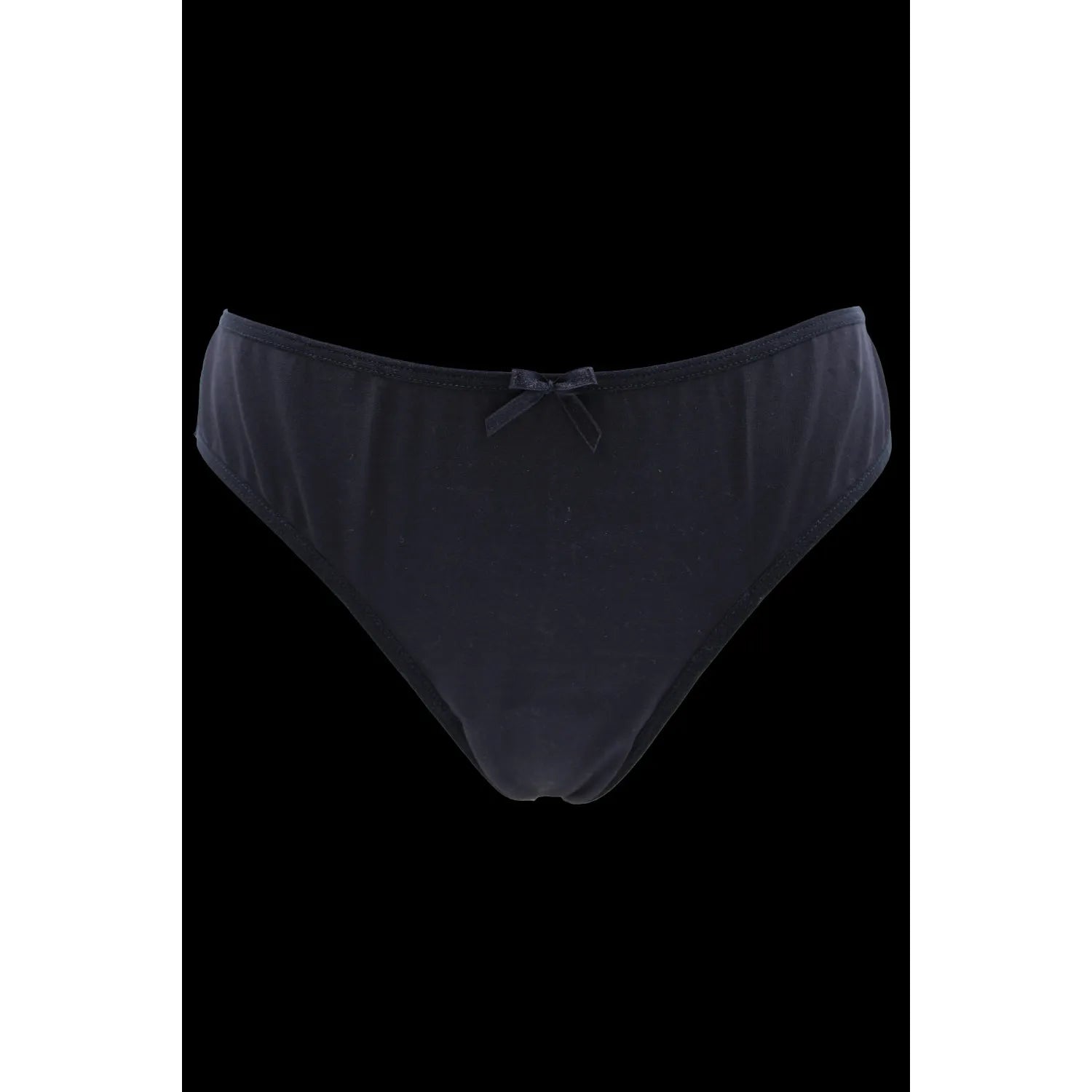 Culotte dentelle noire élégante avec nœud satin, avant opaque doux, arrière floral transparent, échancrée, tailles S-XL.
