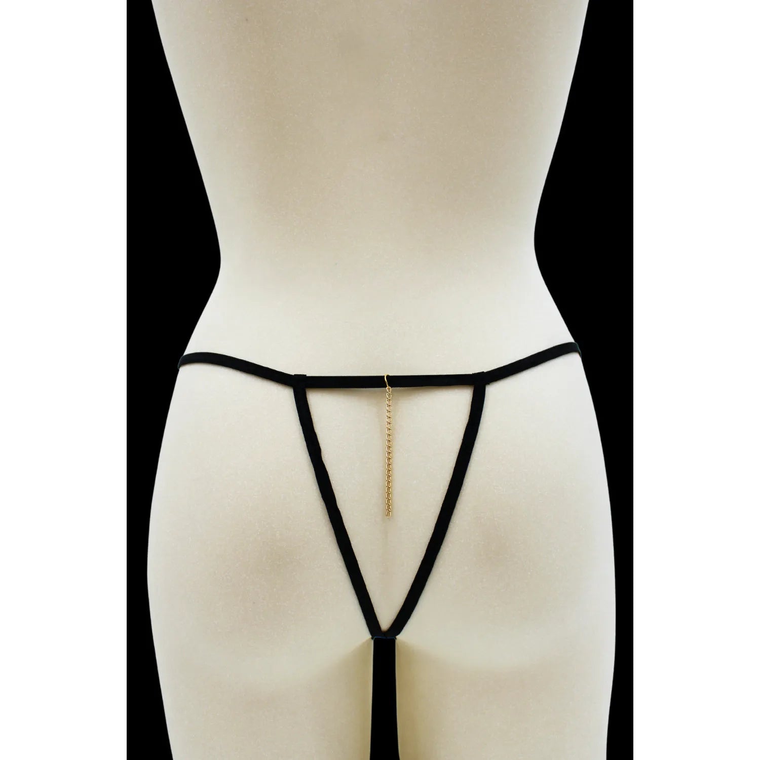 String noir dentelle florale chaîne dorée bijou sexy taille unique ajustable
