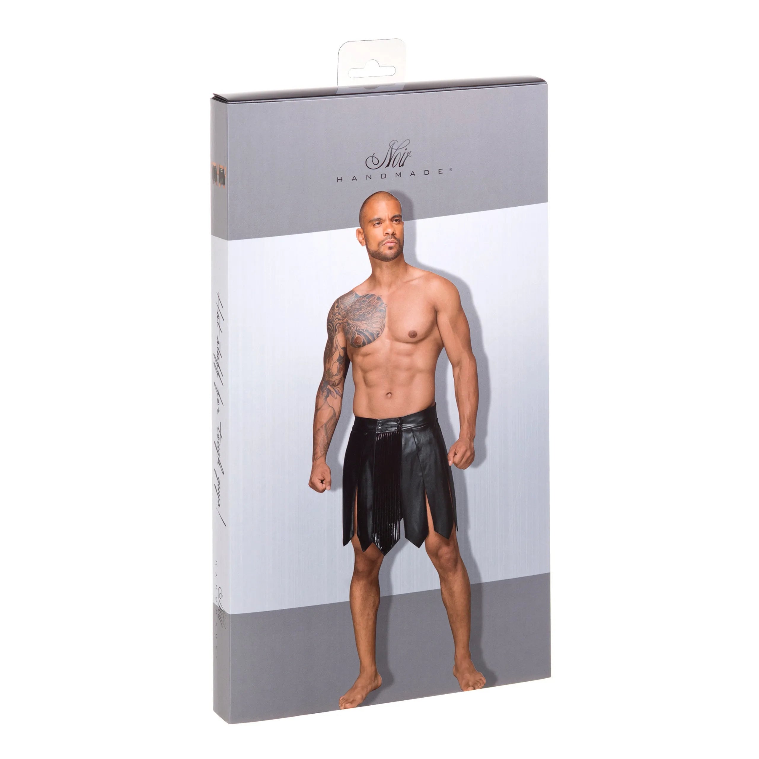 jupe gladiateur homme cuir écologique plissé pvc polyester élasthanne noir ajustable confortable durable moderne sophistiqué audacieux polyvalent festival