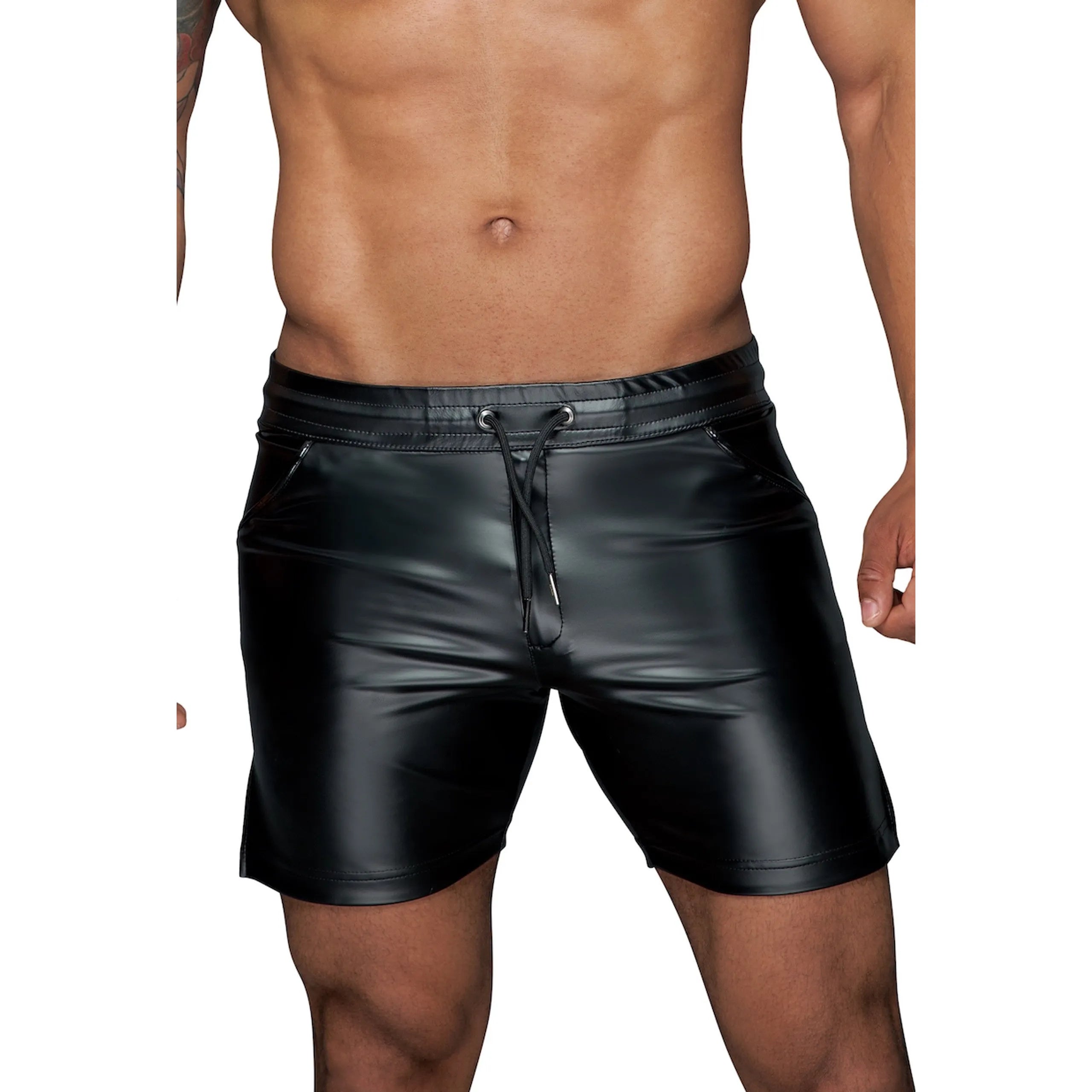 Short powerwetlook élastique mi court confort polyester élasthanne 76% noir stylé