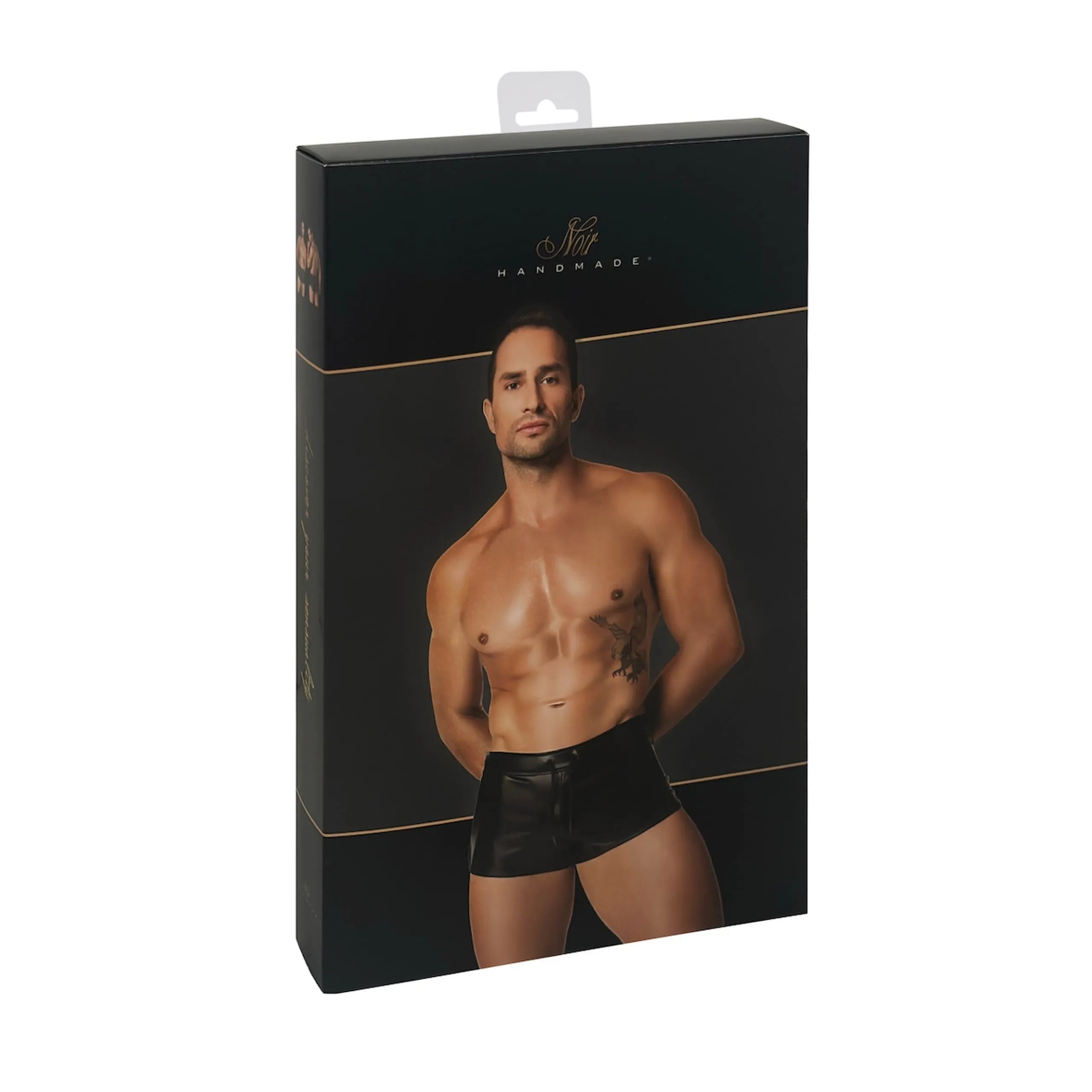 shorty slip wetlook powerwetlook brillant lisse noir élastique ceinture laçage avant ajustable sculptant séduisant audacieux confortable résistant soirées élégantes