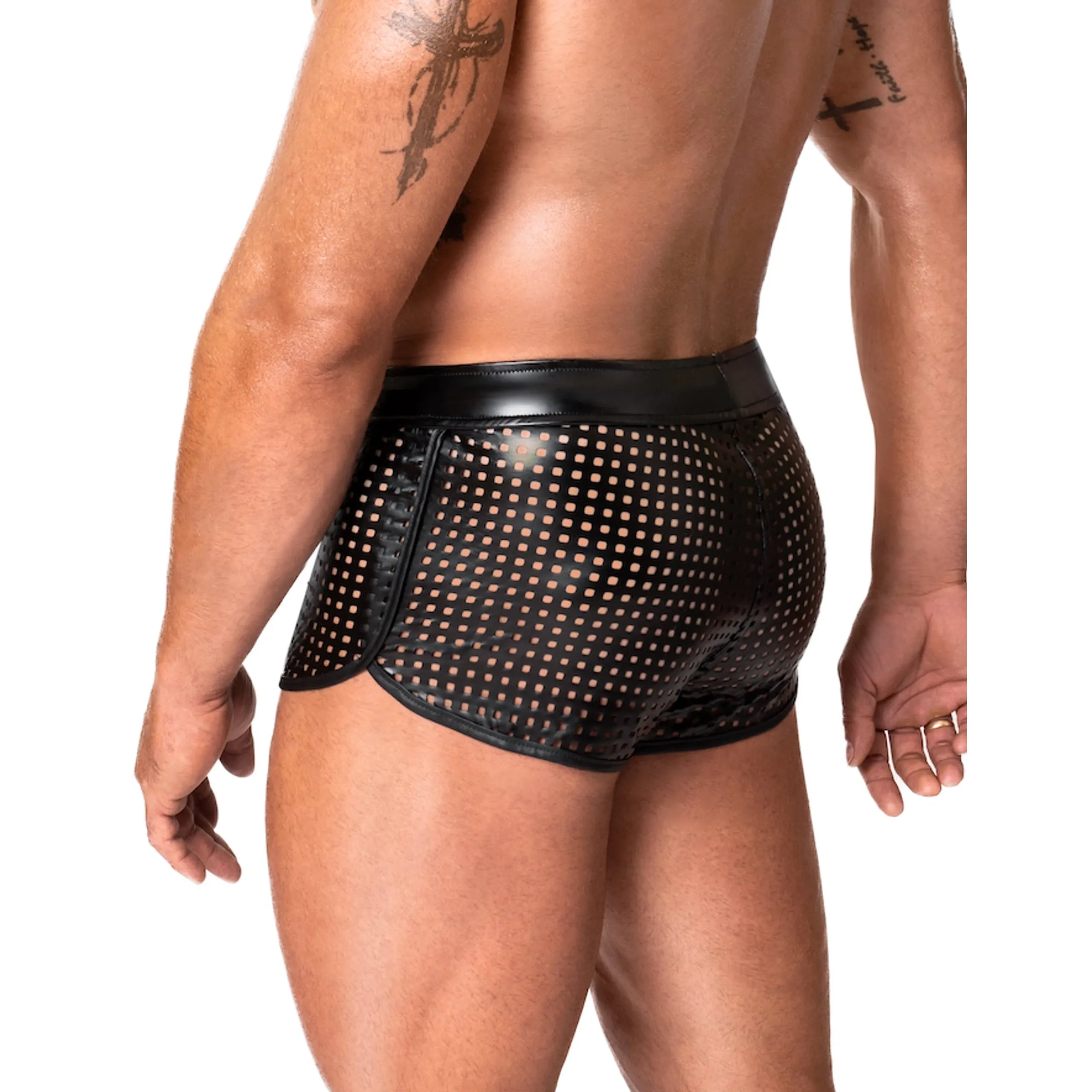 Short Mayhem homme wetlook perforé laçage avant haute qualité durable