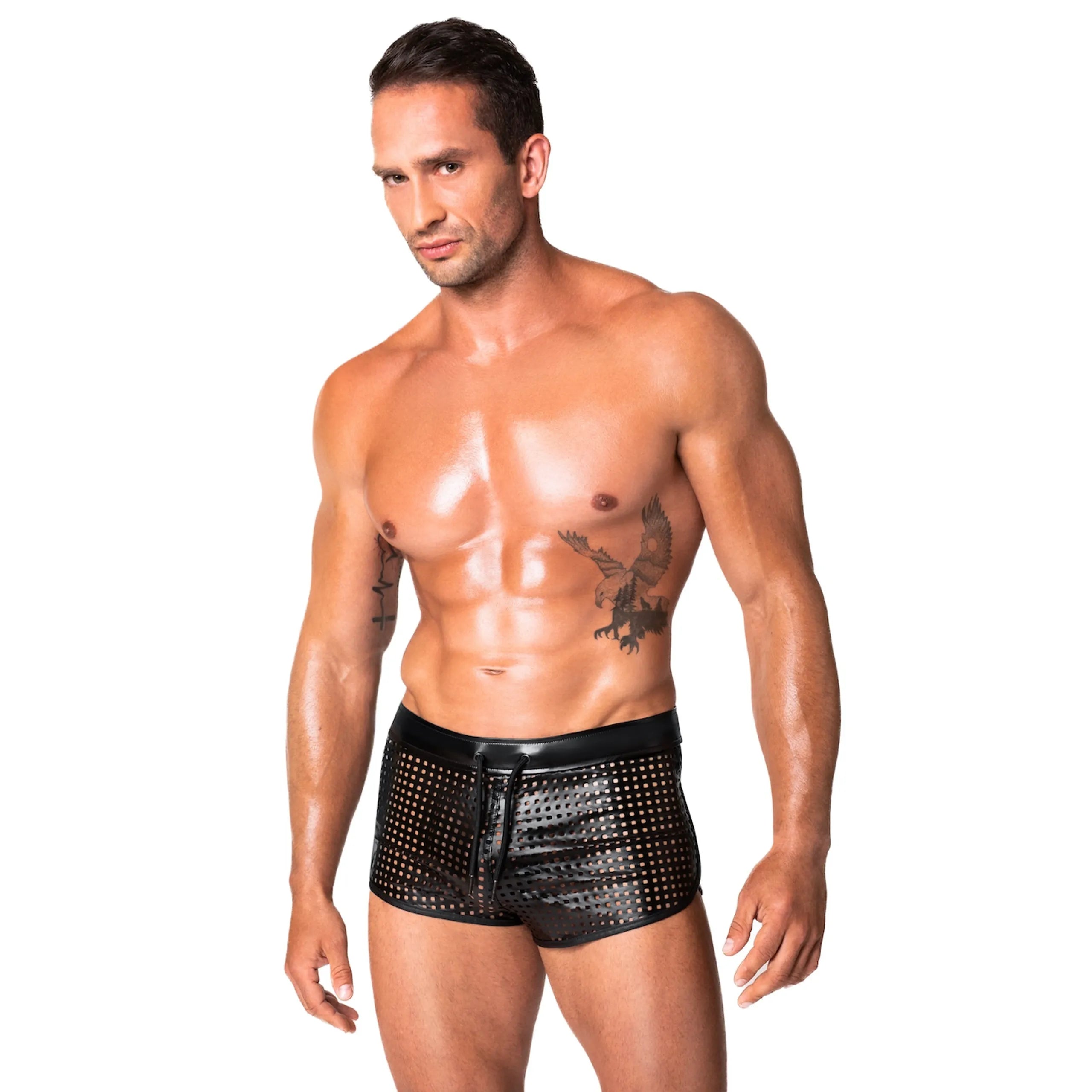 Short Mayhem homme wetlook perforé laçage avant haute qualité durable