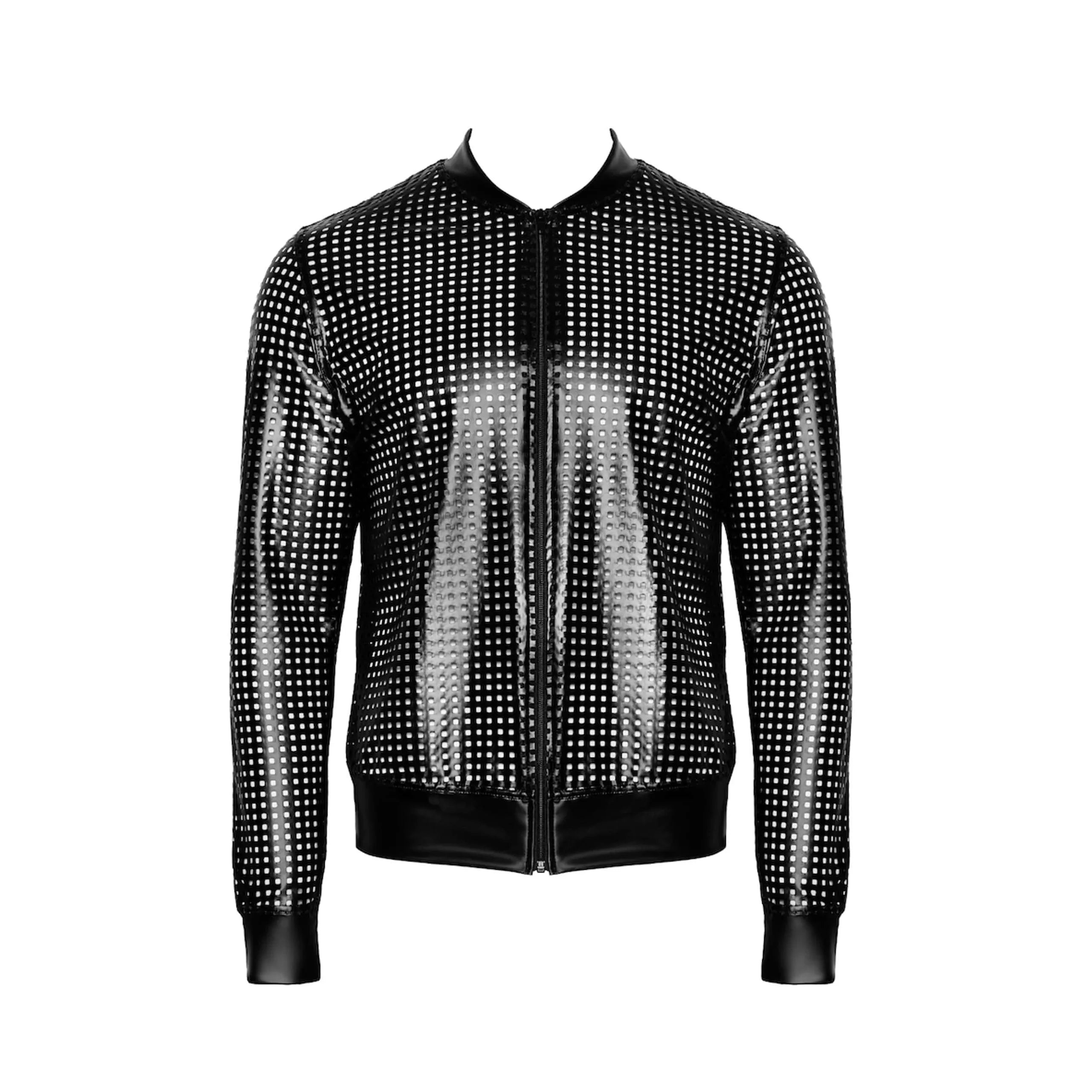 Veste bombardier audacieuse en power wetlook motif perforé soirées tendances