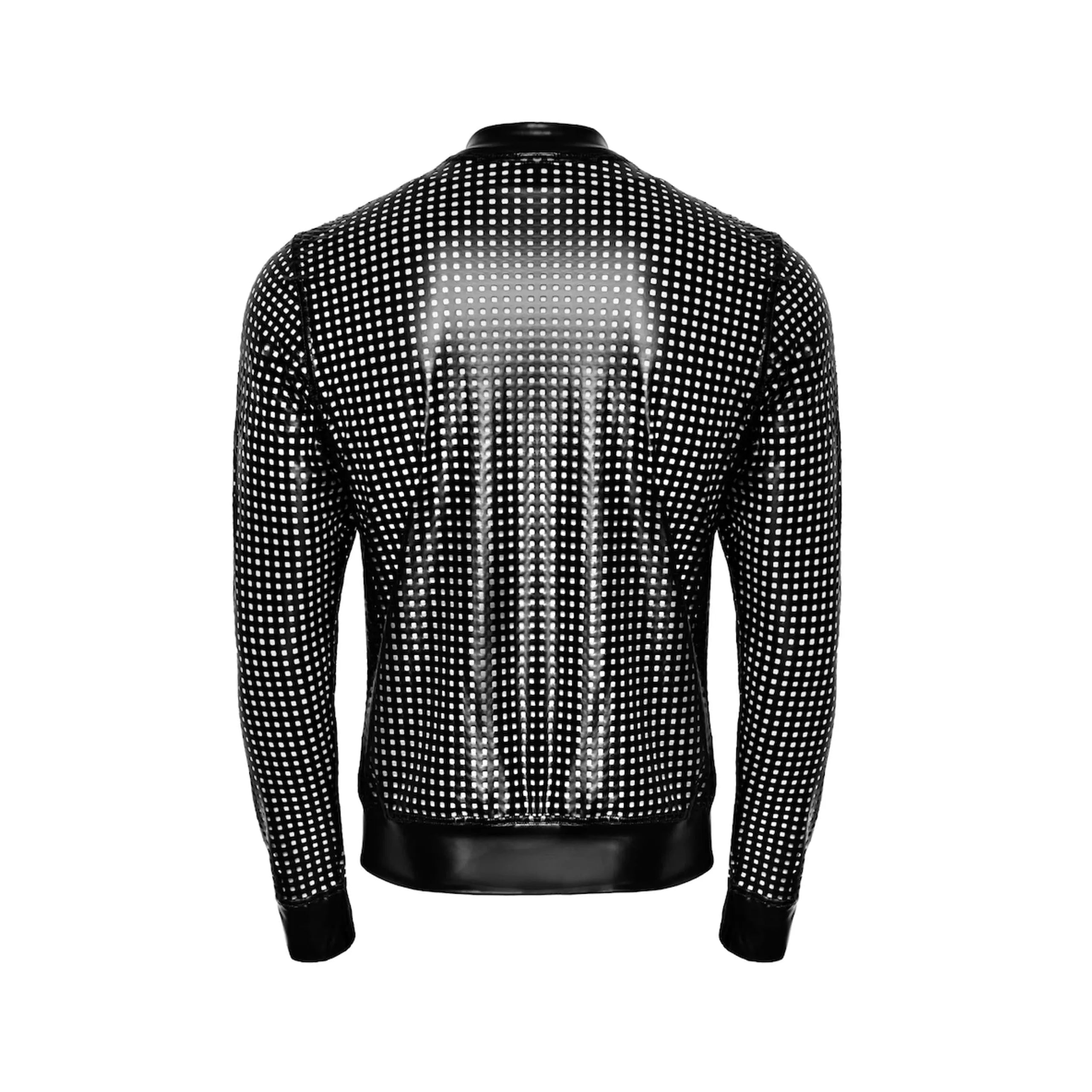 Veste bombardier audacieuse en power wetlook motif perforé soirées tendances