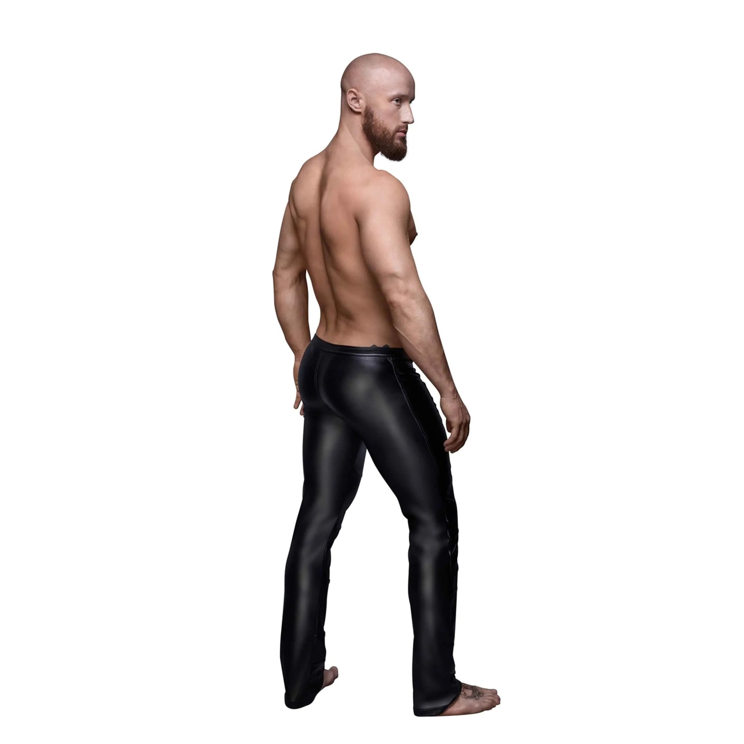 Pantalon long homme wetlook élastique applications PVC fermeture éclair