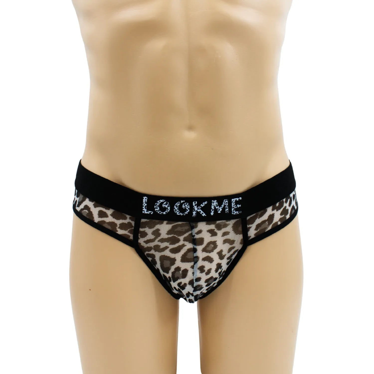 String Léopard Gris en Résille Transparente Confortable avec Ceinture LookMe pour Sublimer Silhouette et Style Urbain