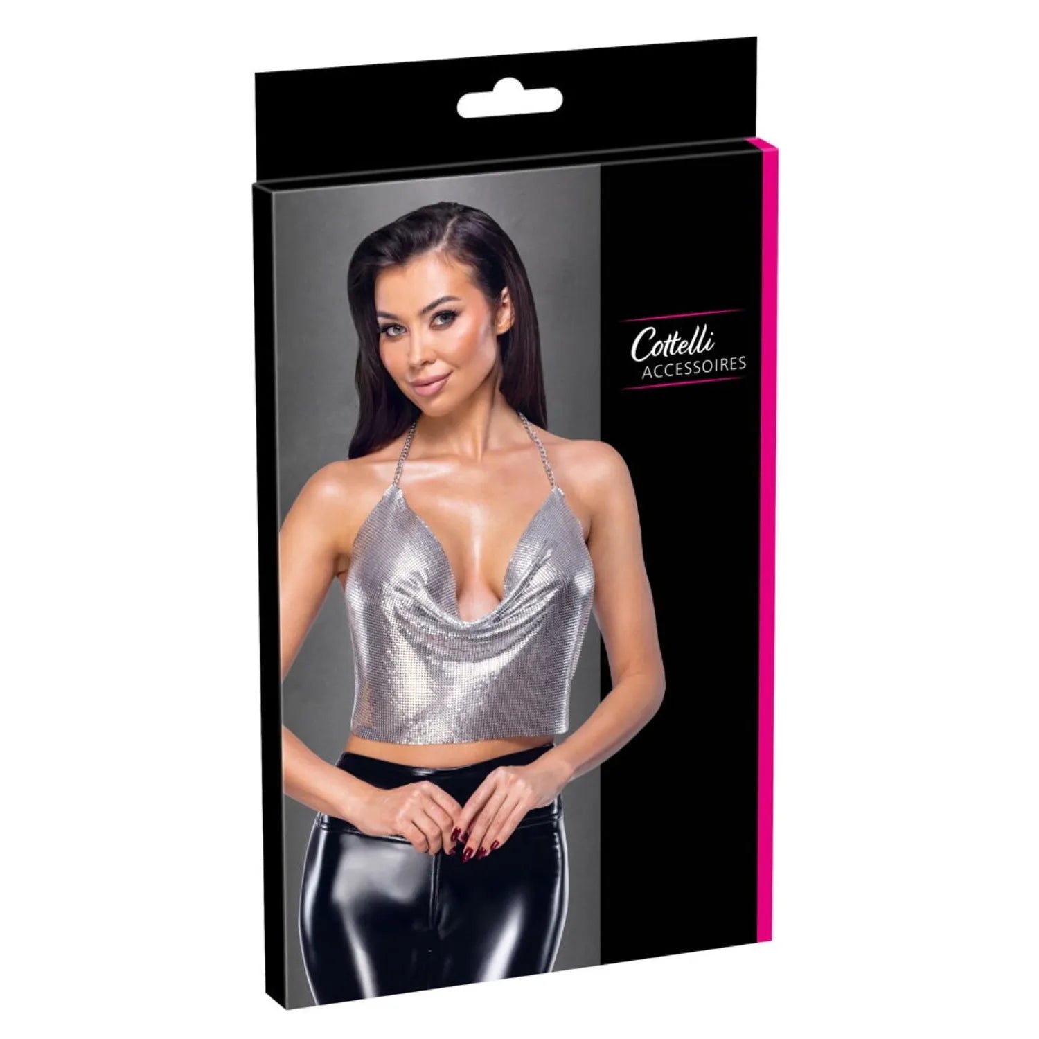 Top métallisé argenté dos nu décolleté cascade soirée Cottelli Accessoires
