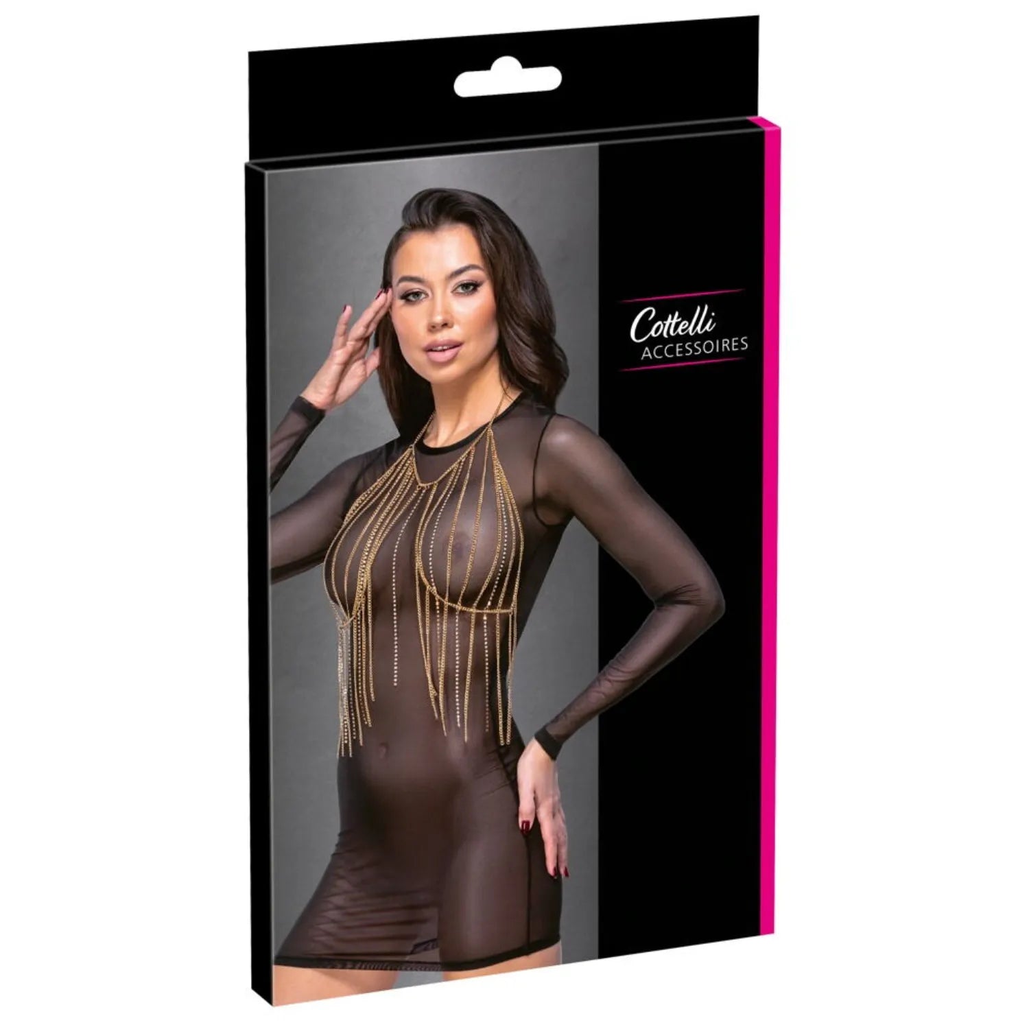 Top bijou chaînes dorées strass ajustable dos nu luxe Cottelli