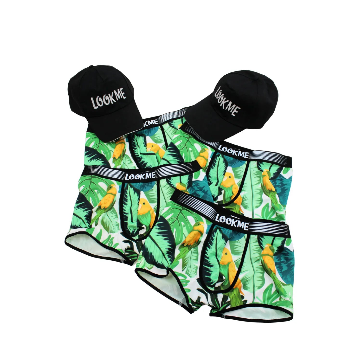 lot quatre boxers polyester élasthanne noir homme confortable extensible durable respirant maintien quotidien sport élégant casquettes réglables offertes