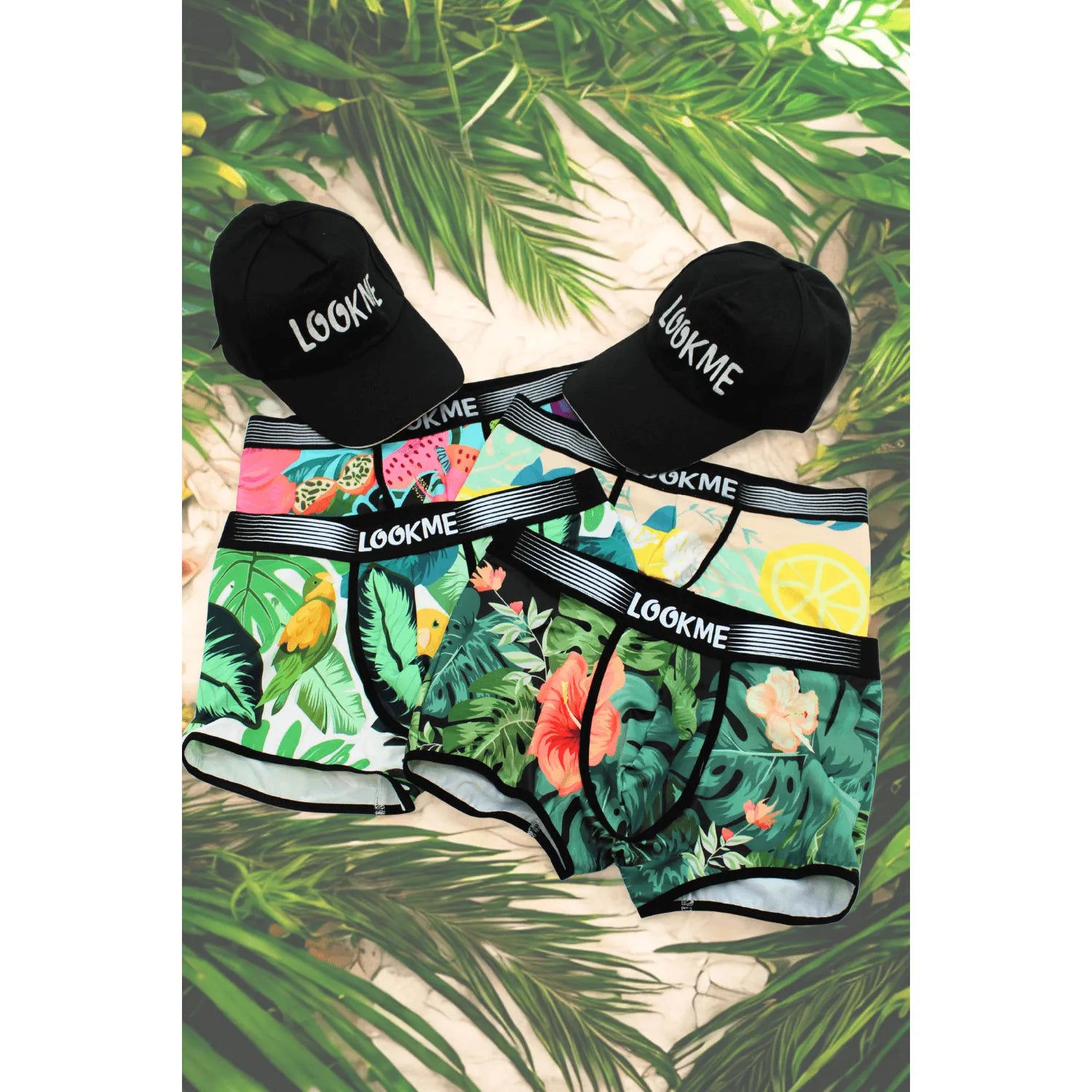 lot quatre boxers polyester élasthanne homme maintien extensible respirant douceur confort quotidien sport loisirs casquettes noires offertes tailles