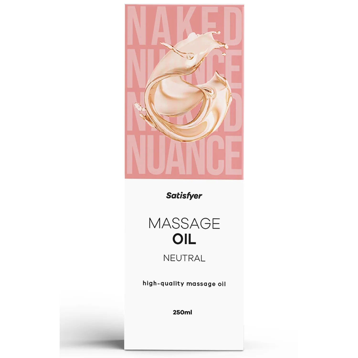 Huile massage neutre sans parfum texture soyeuse glissante nourrissante 250ml peaux sensibles relaxation sensuelle discrète design élégant Satisfyer emballage raffiné