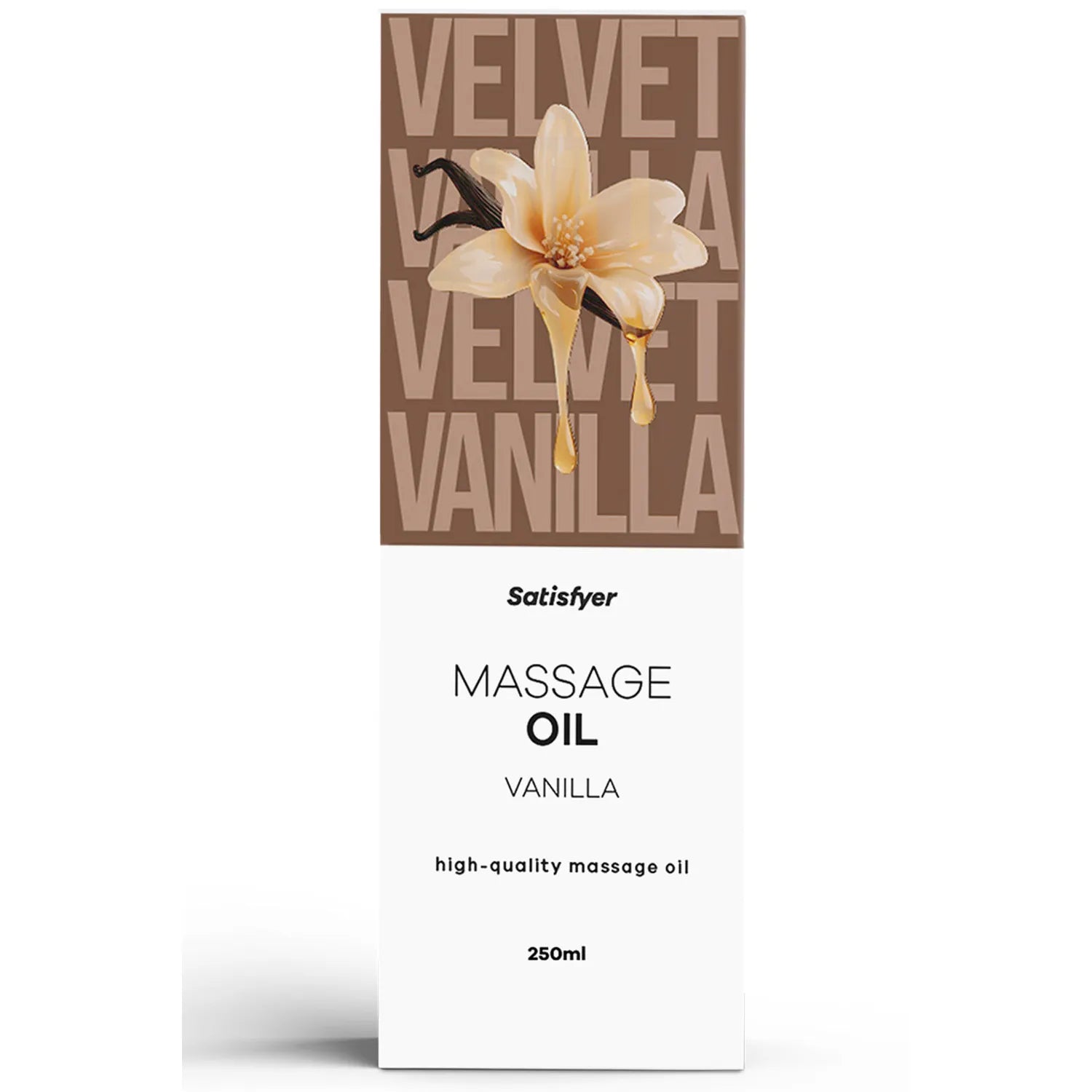 Huile de massage Vanille 250 ml Satisfyer design moderne luxe détente bien-être intime couple sensualité raffinement