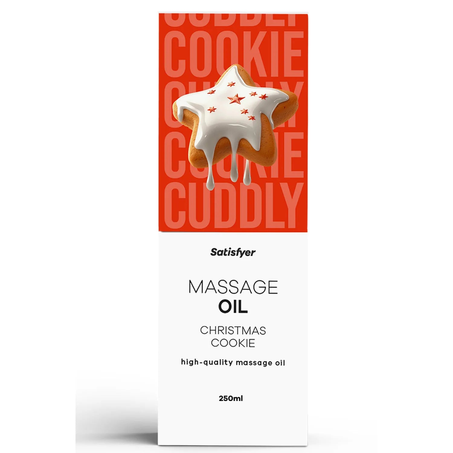 Huile de massage Satisfyer Christmas Cookie 250ml parfum gourmand biscuits chauds érotique intimité couple erotico