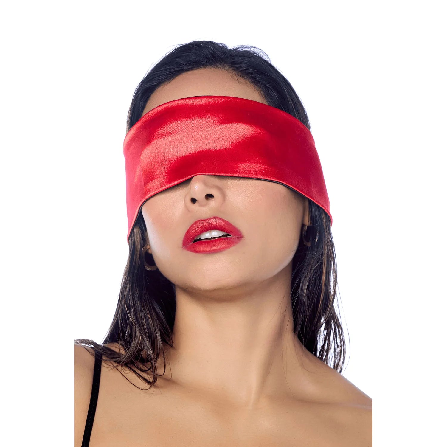 Accessoire érotique en satin rouge Mapalé, masque ou lien pour mains, versatile et luxueux