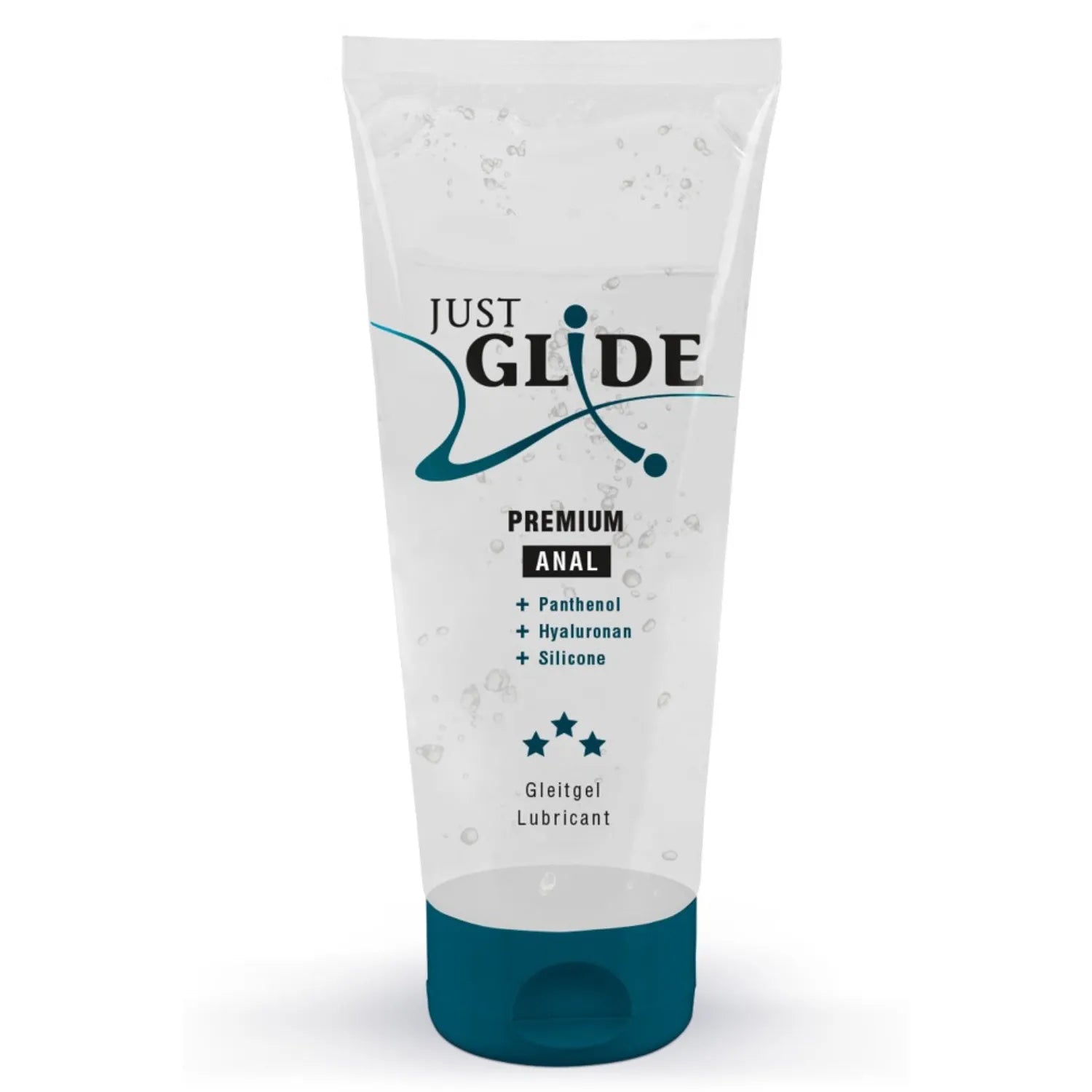 Lubrifiant anal premium vegan Just Glide 200 ml silicone hyaluron panthénol compatible préservatifs p H équilibré glisse douce confort plaisir anal