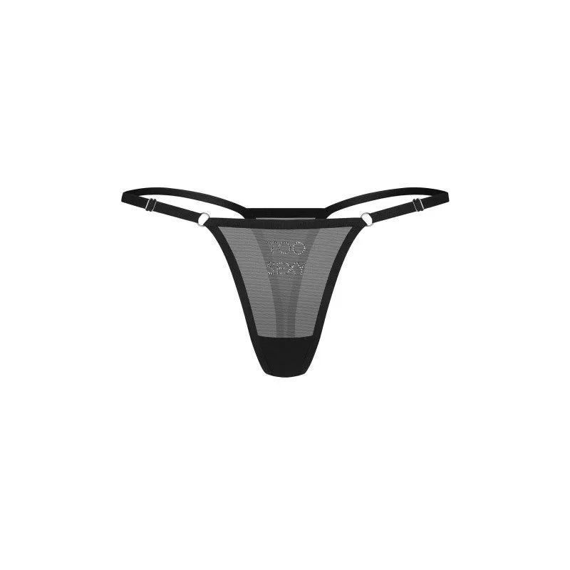 String Violami Sexy mesh noir strass réglable lingerie femme séduisante
