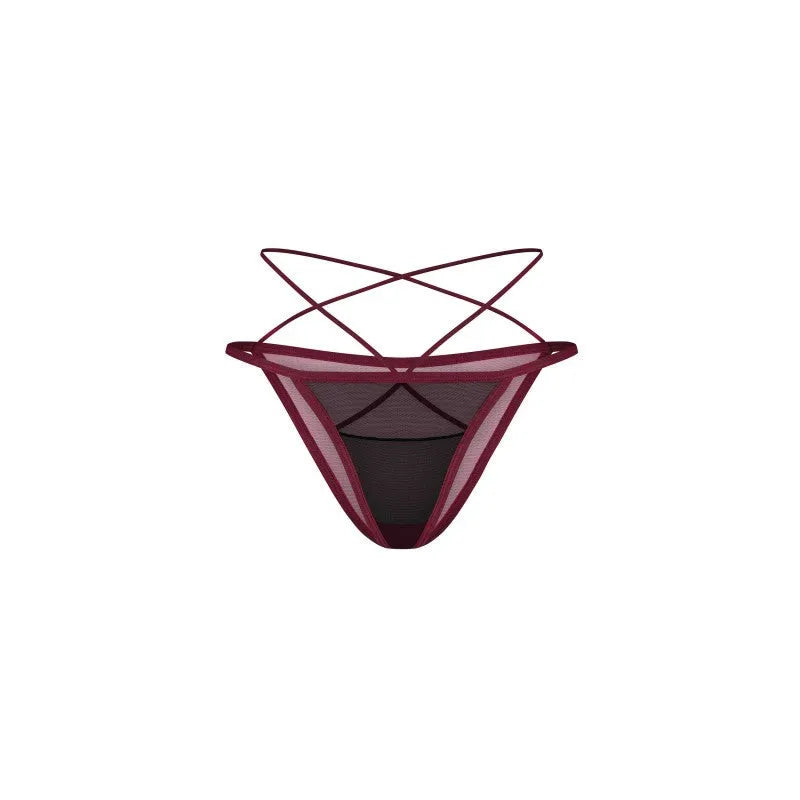 Parisel mini culotte bordeaux noir filet transparent détails élégants hanches