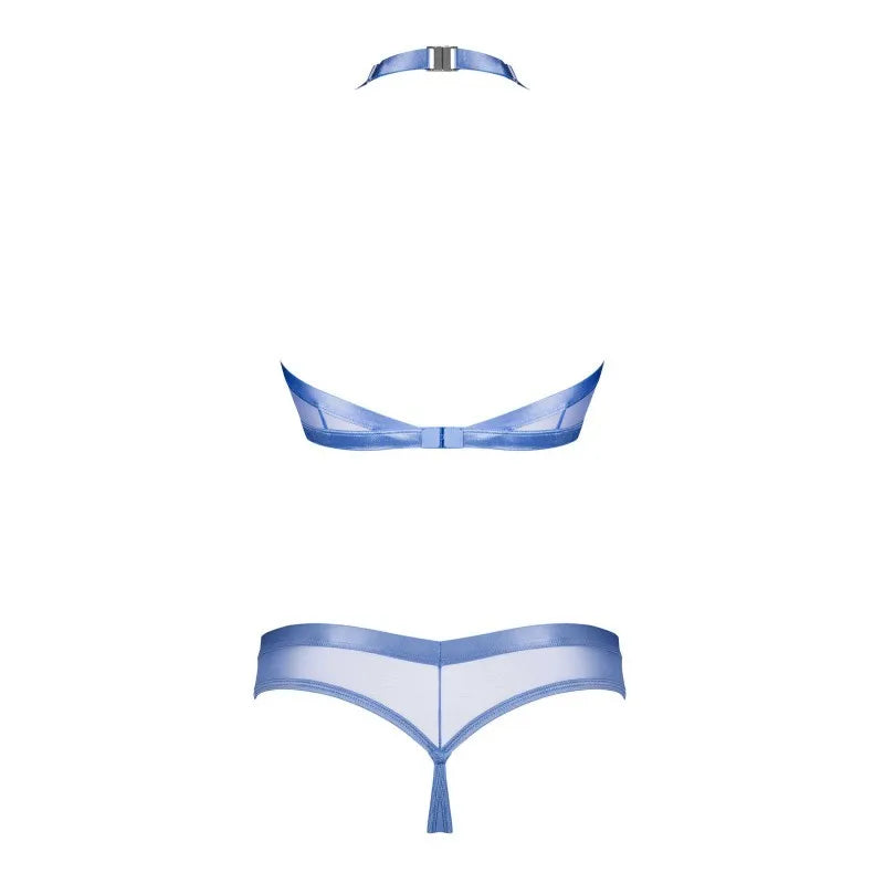 Shaderi lingerie bleue haut de gamme top string dos nu réglable asymétrique