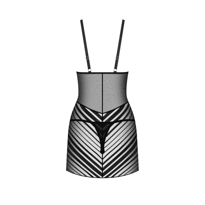 Lune Bellis nuisette noire lingerie luxe tissu transparent rayures ajustable