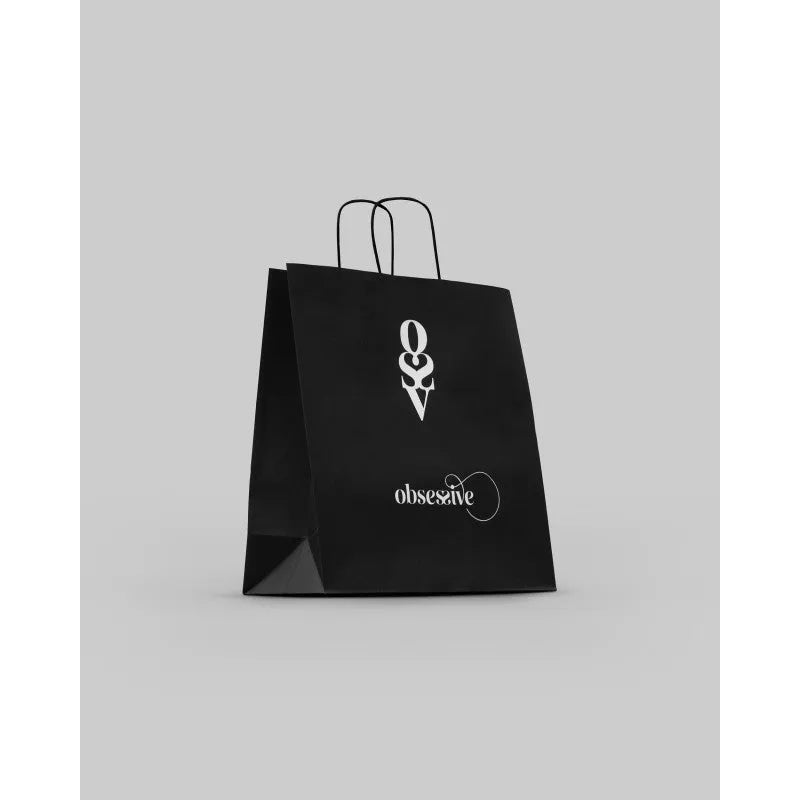 Sac papier Obsessive taille M poignées couleur naturel 31x31x12 cm