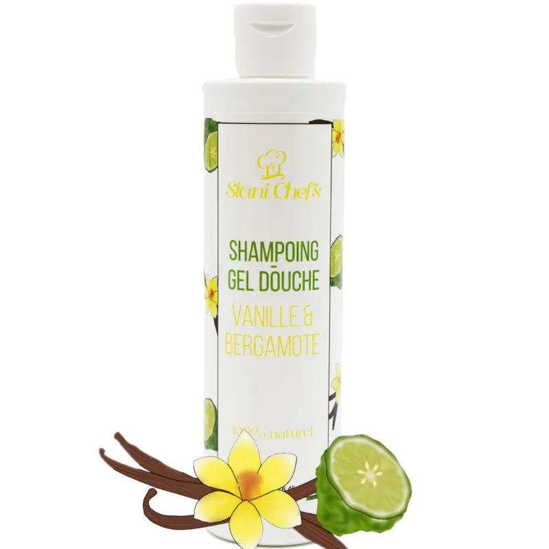 Gel douche corps cheveux naturel vanille bergamote huiles nourrissantes hydratantes