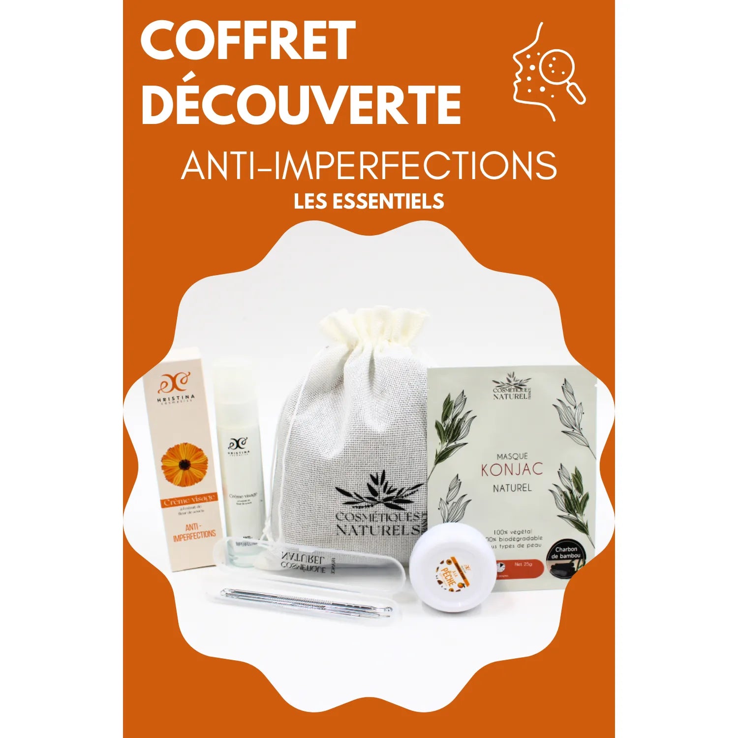 Coffret soin anti-imperfections naturel peau acnéique exfoliant hydratant charbon bambou