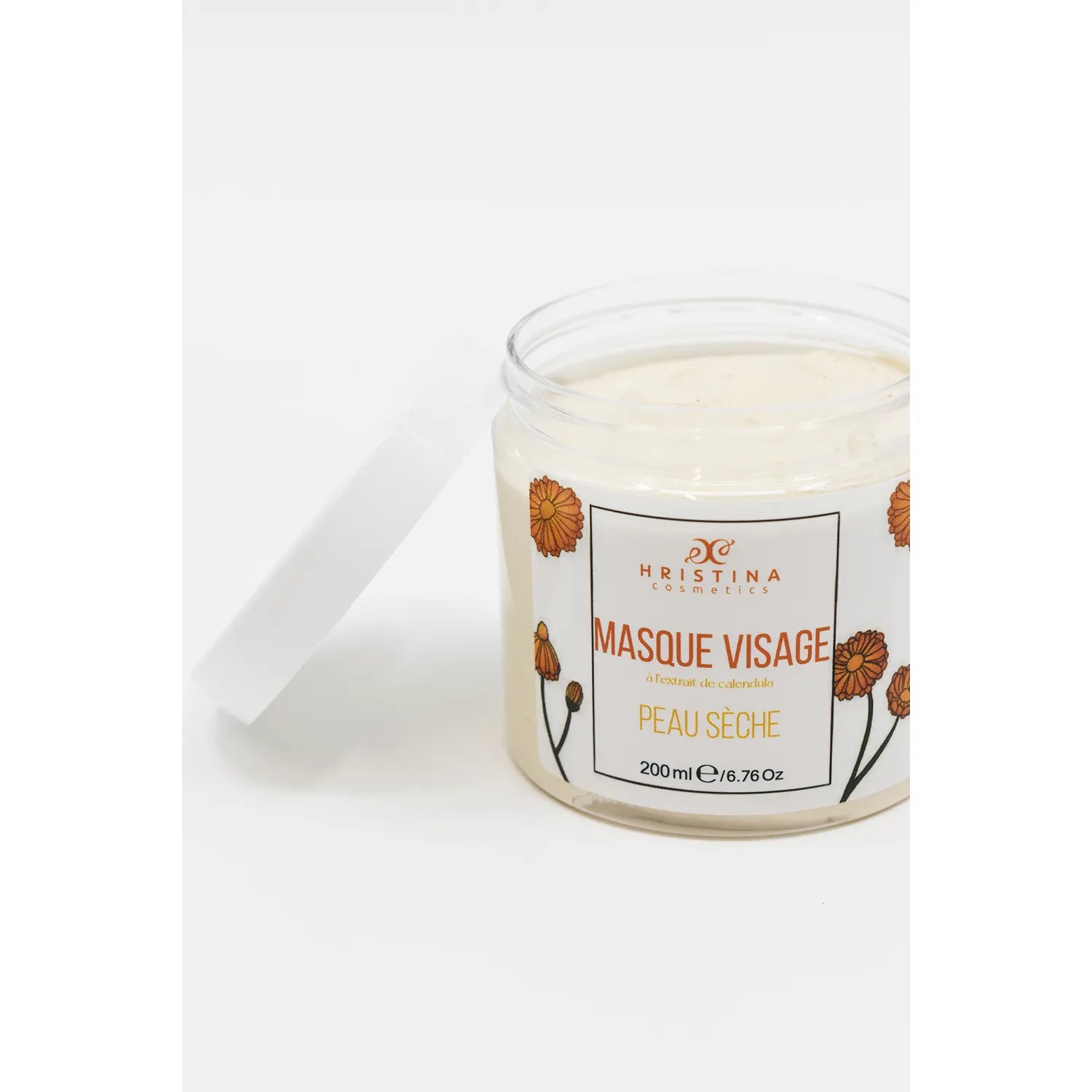 Masque visage peau sèche calendula argile blanche hydratant naturel 200ml