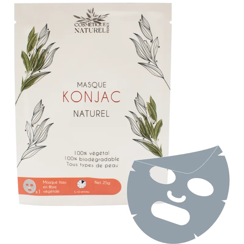 Masque Konjac Naturel Biodégradable Charbon Bambou Réduction Sébum Acné Points Noirs