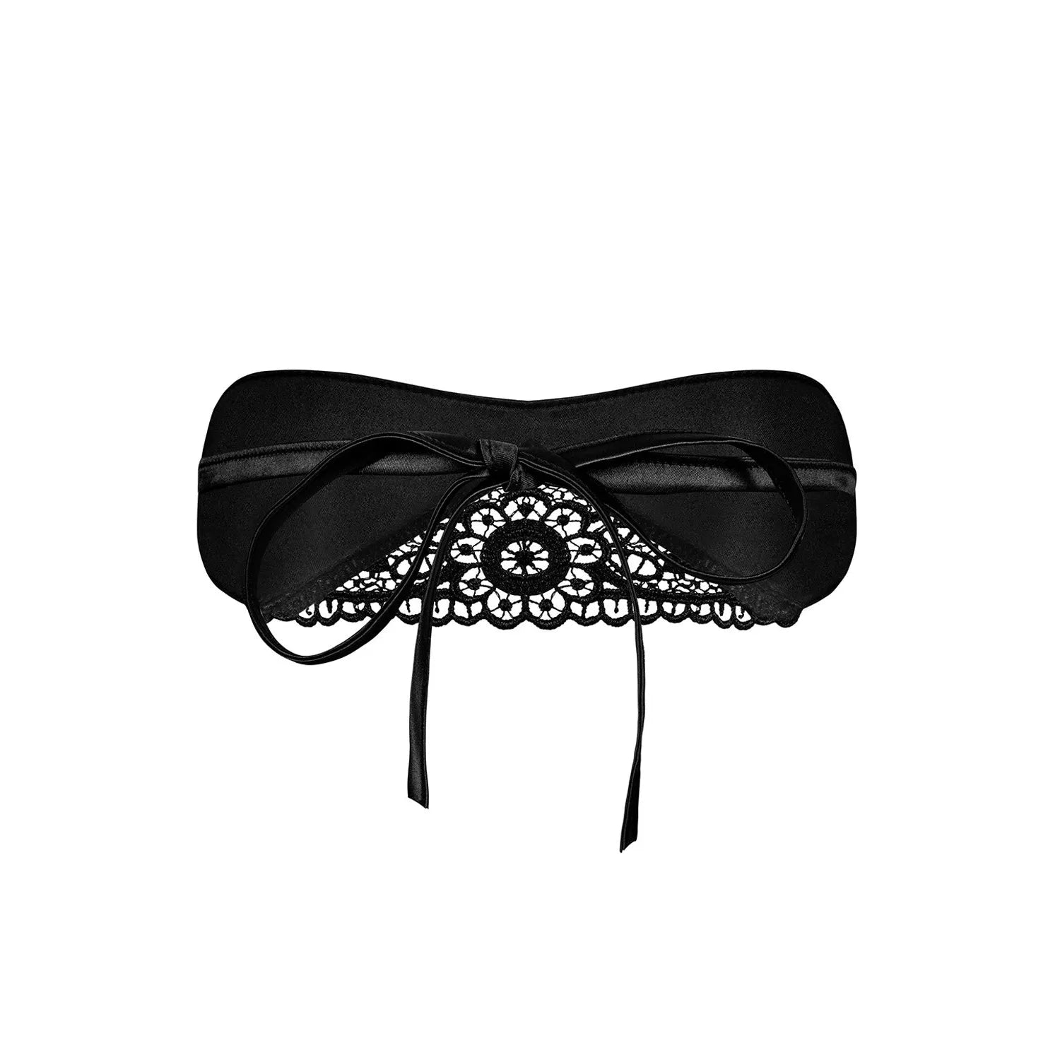 masque noir satiné sexy dentelle ruban ajustable doublure soyeuse confortable taille S M maintien raffiné mystérieux glamour séduction