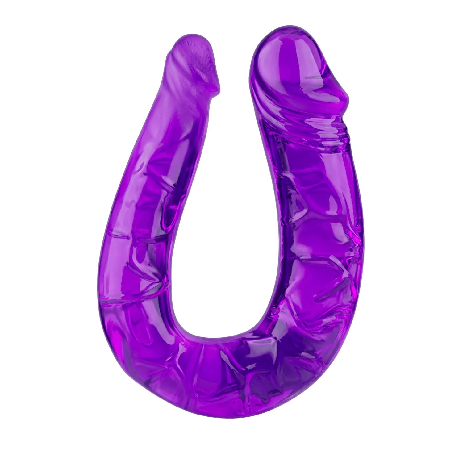 Double Dong Flexible TPE Violet Translucide Stimulation Réaliste Pocket Pleasure